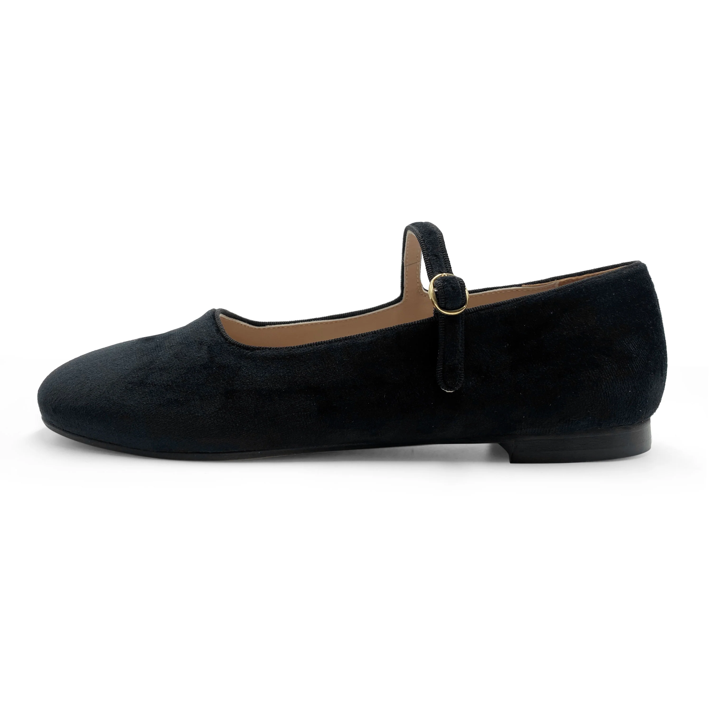 Black velvet ballerinas with strap - Image 2