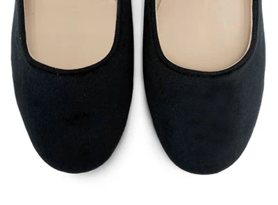 Black velvet ballerinas with strap - Image 5