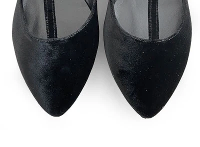 Black velvet T-bar ballet flats - Image 6