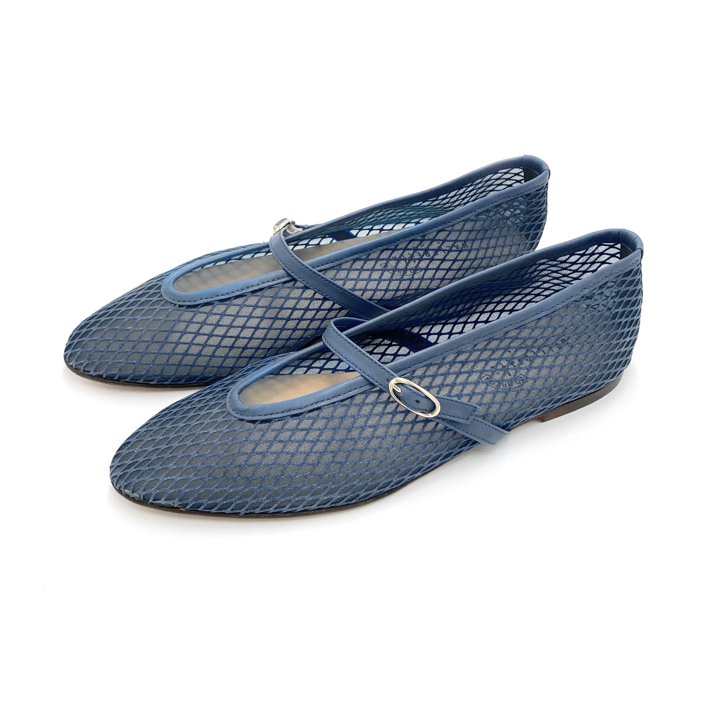 TT GO GREEN Collection - Blue denim transparent mesh ballet flats in eco recycled fabric - Image 3