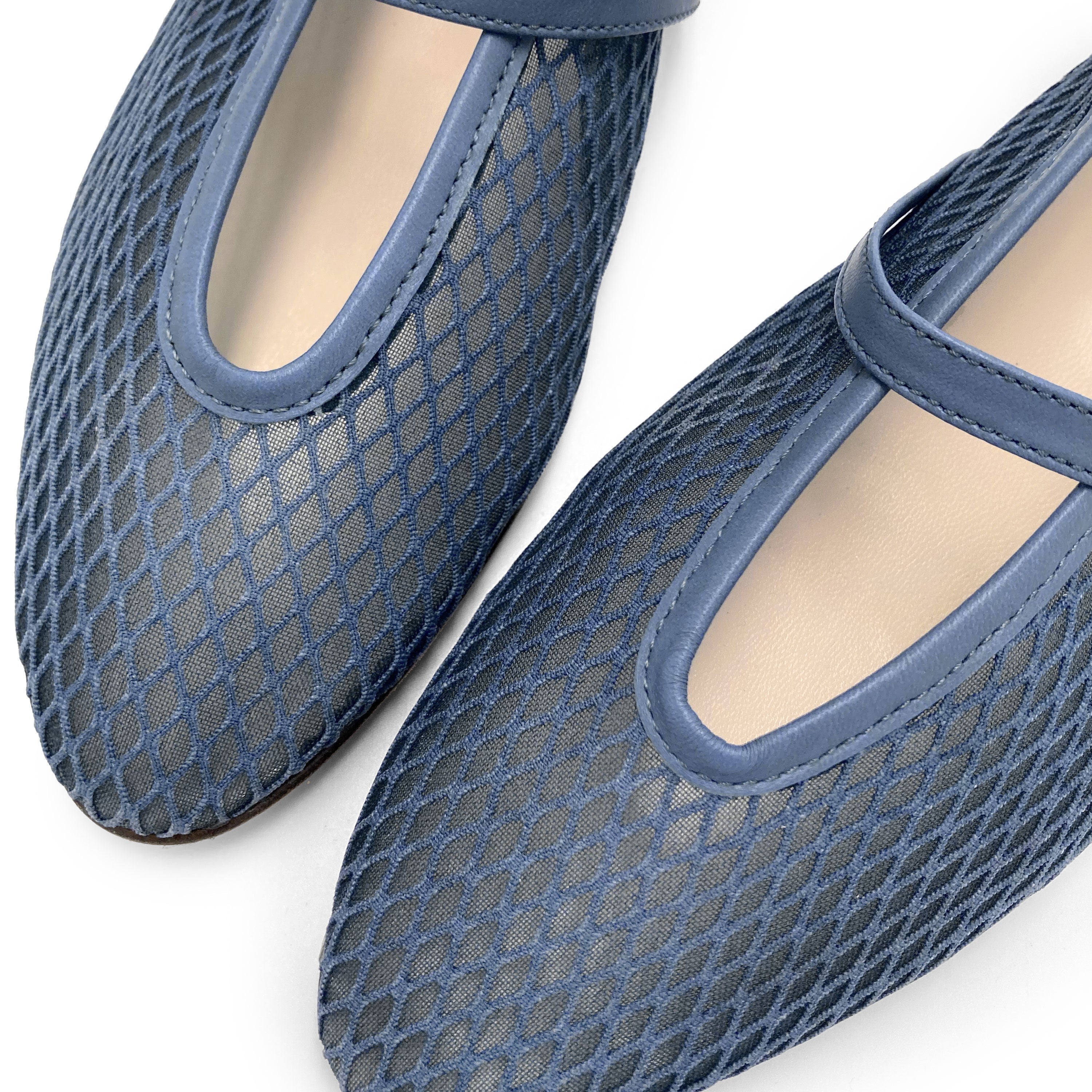 TT GO GREEN Collection - Blue denim transparent mesh ballet flats in eco recycled fabric - Image 4