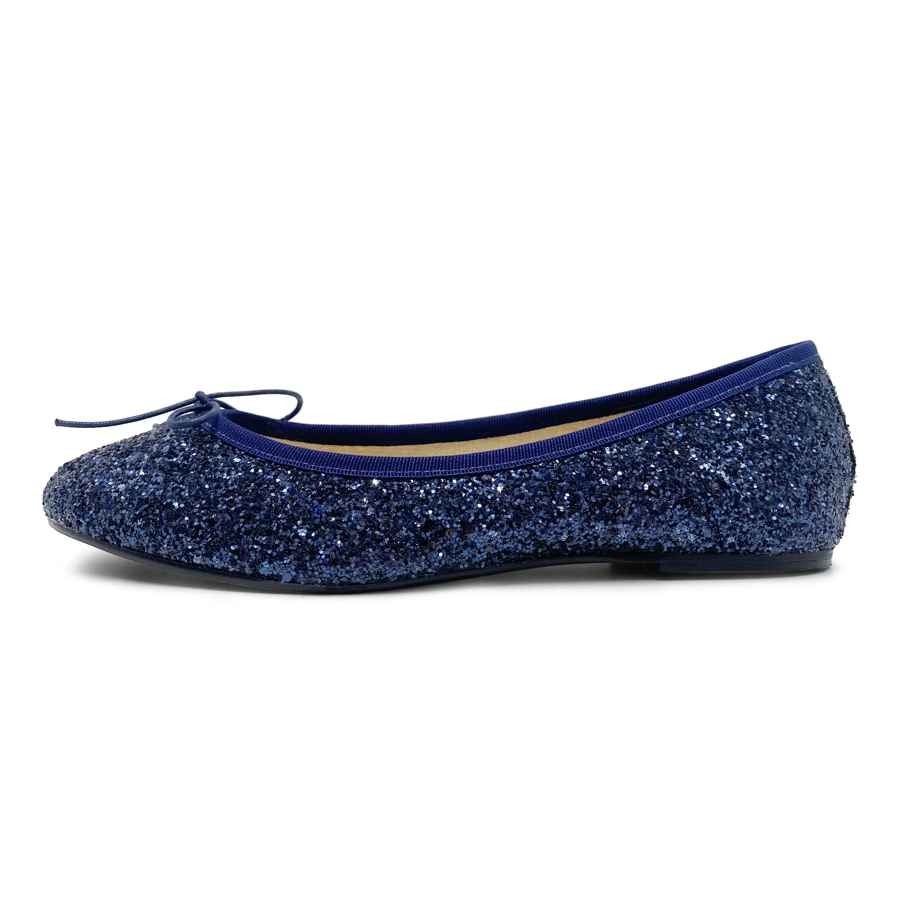 TT GO GREEN Collection - Blue glitter ballet flats in ECO fabric - Image 4