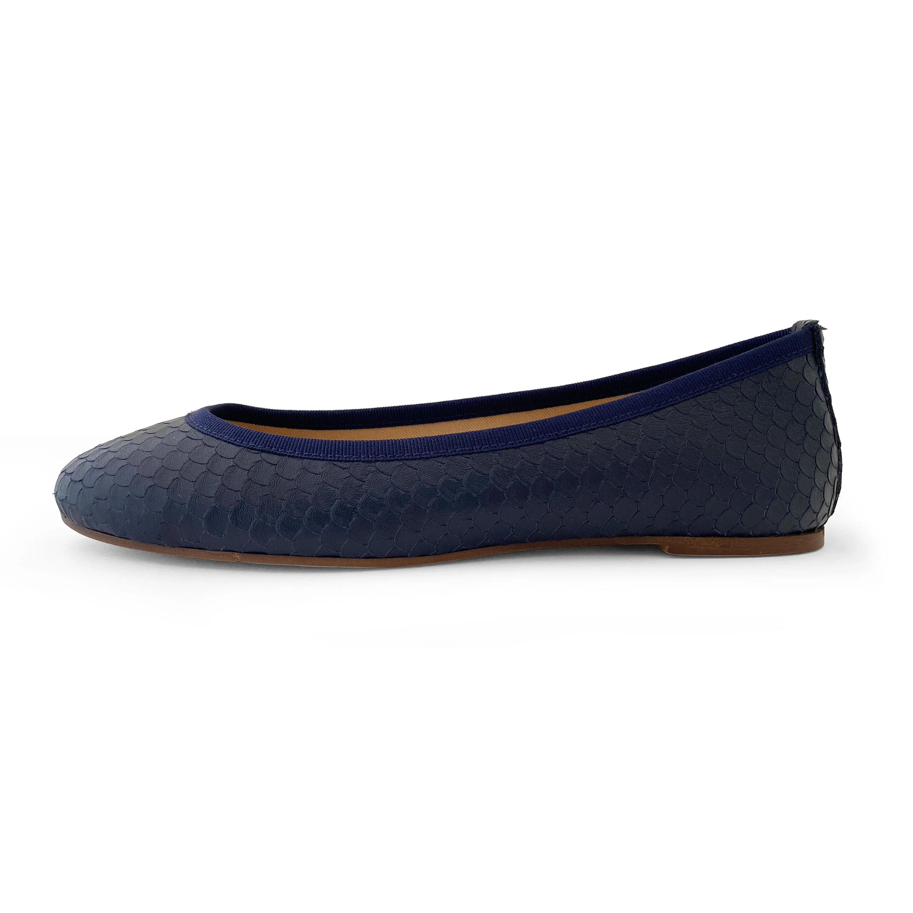 Blue leather ballet flats, snakeskin effect - Image 4