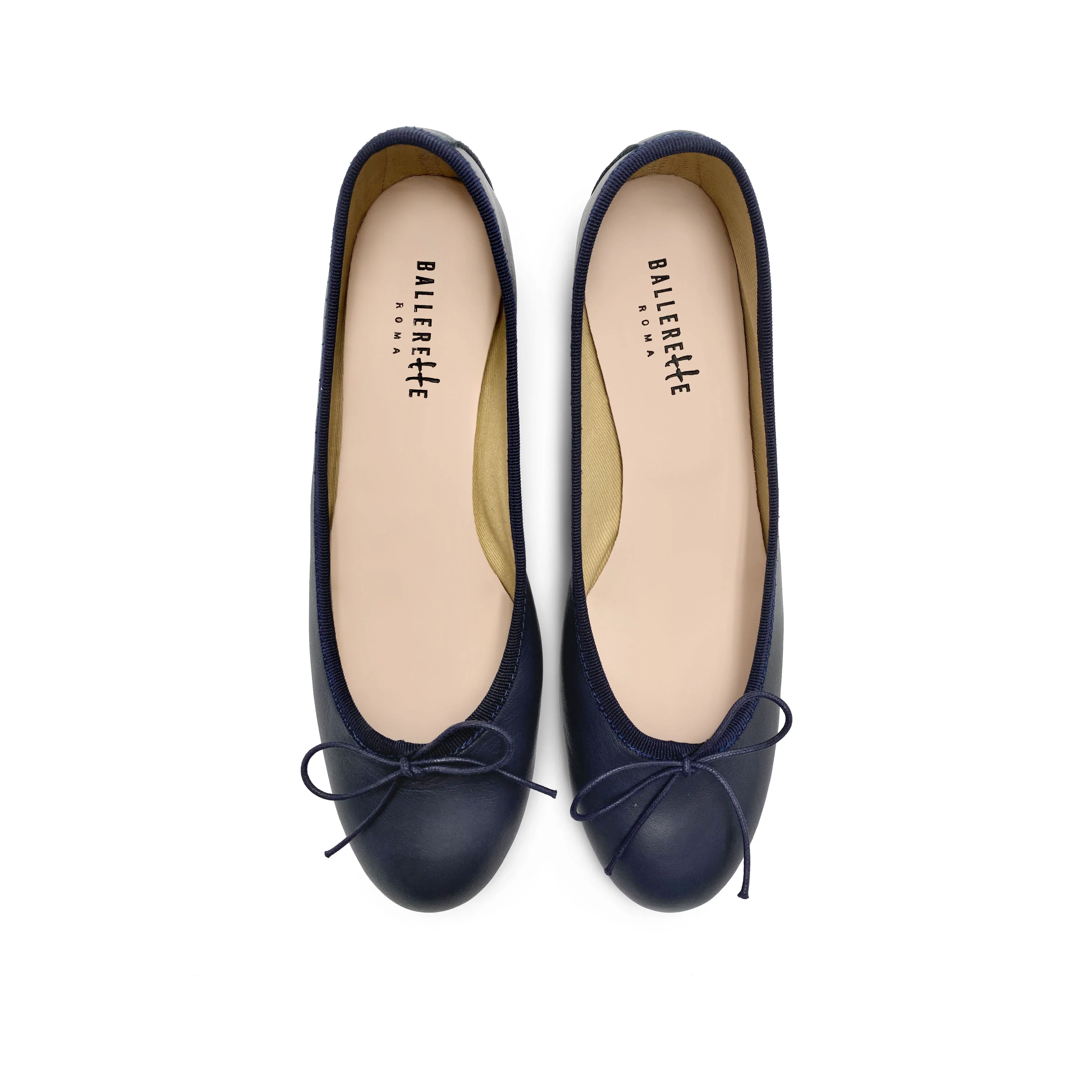 Blue leather ballet flats with heel - Image 4