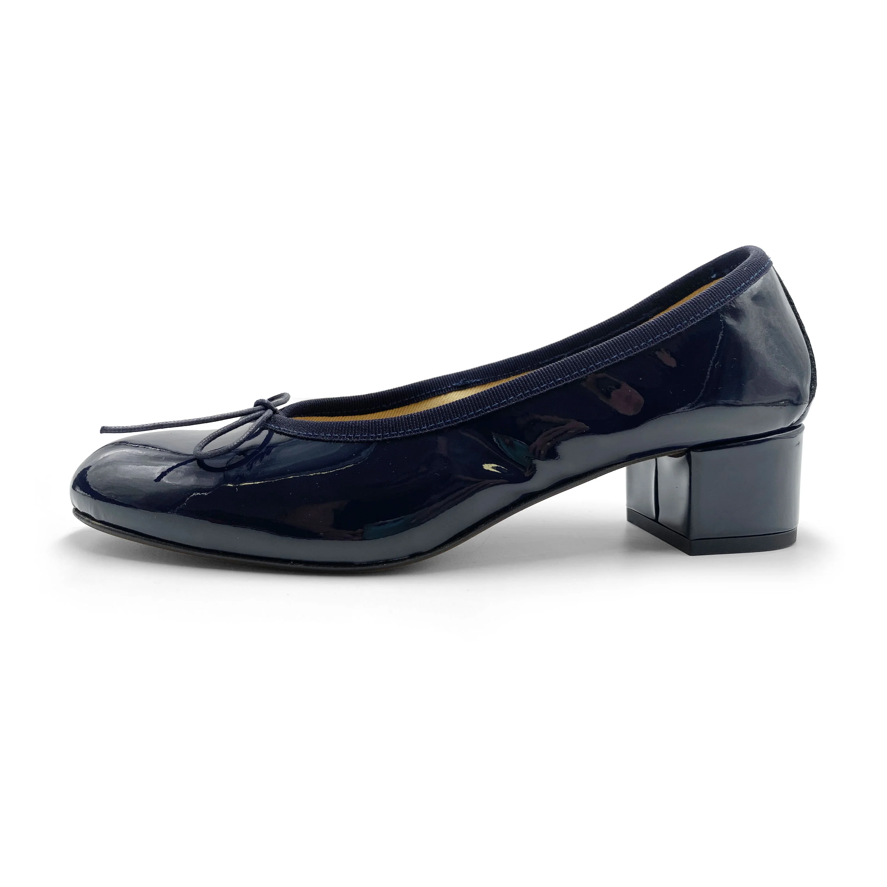 Blue patent leather ballet flats with heel - Image 4