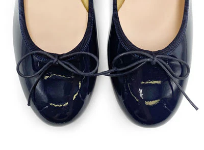 Blue patent leather ballet flats with heel - Image 5