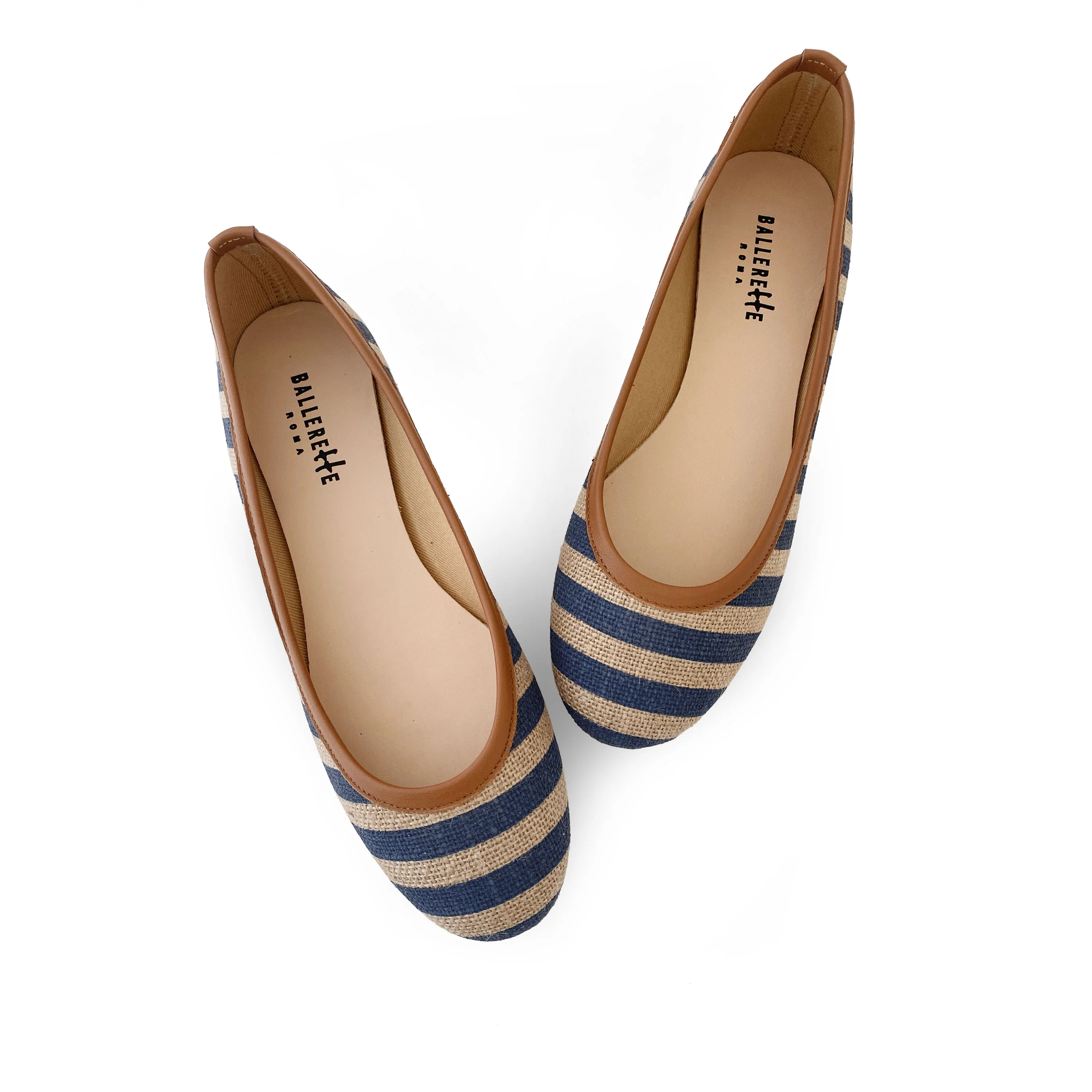 Blue striped jute ballet flats - Image 2