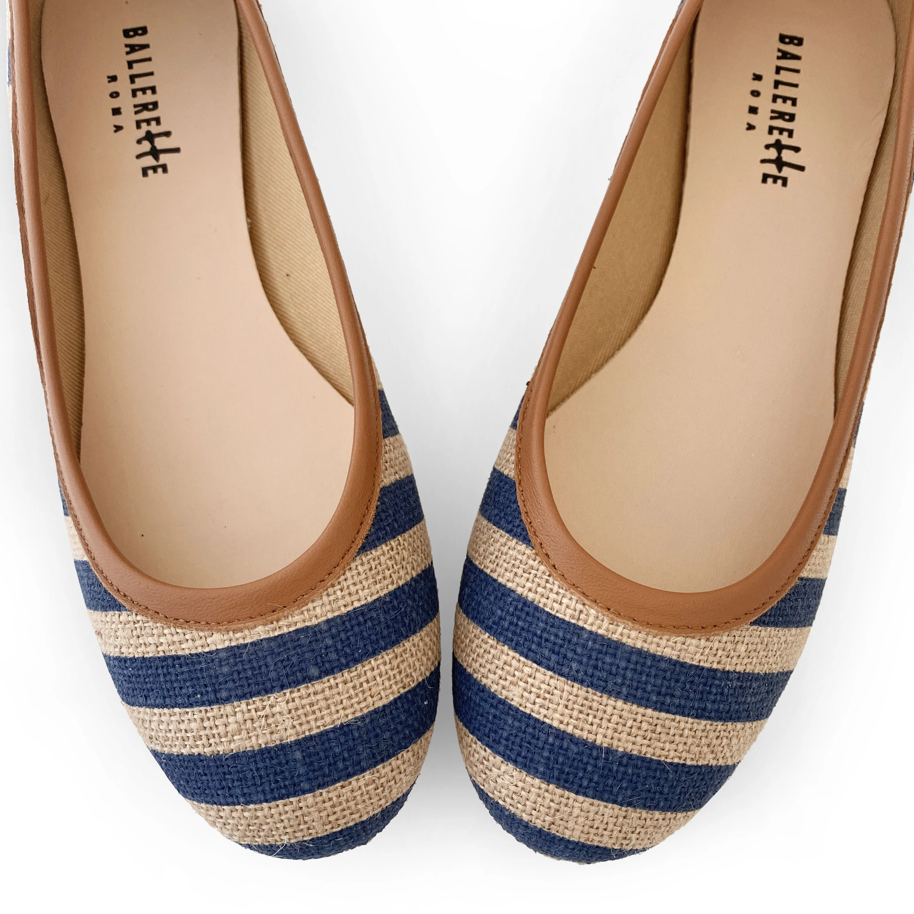 Blue striped jute ballet flats - Image 3
