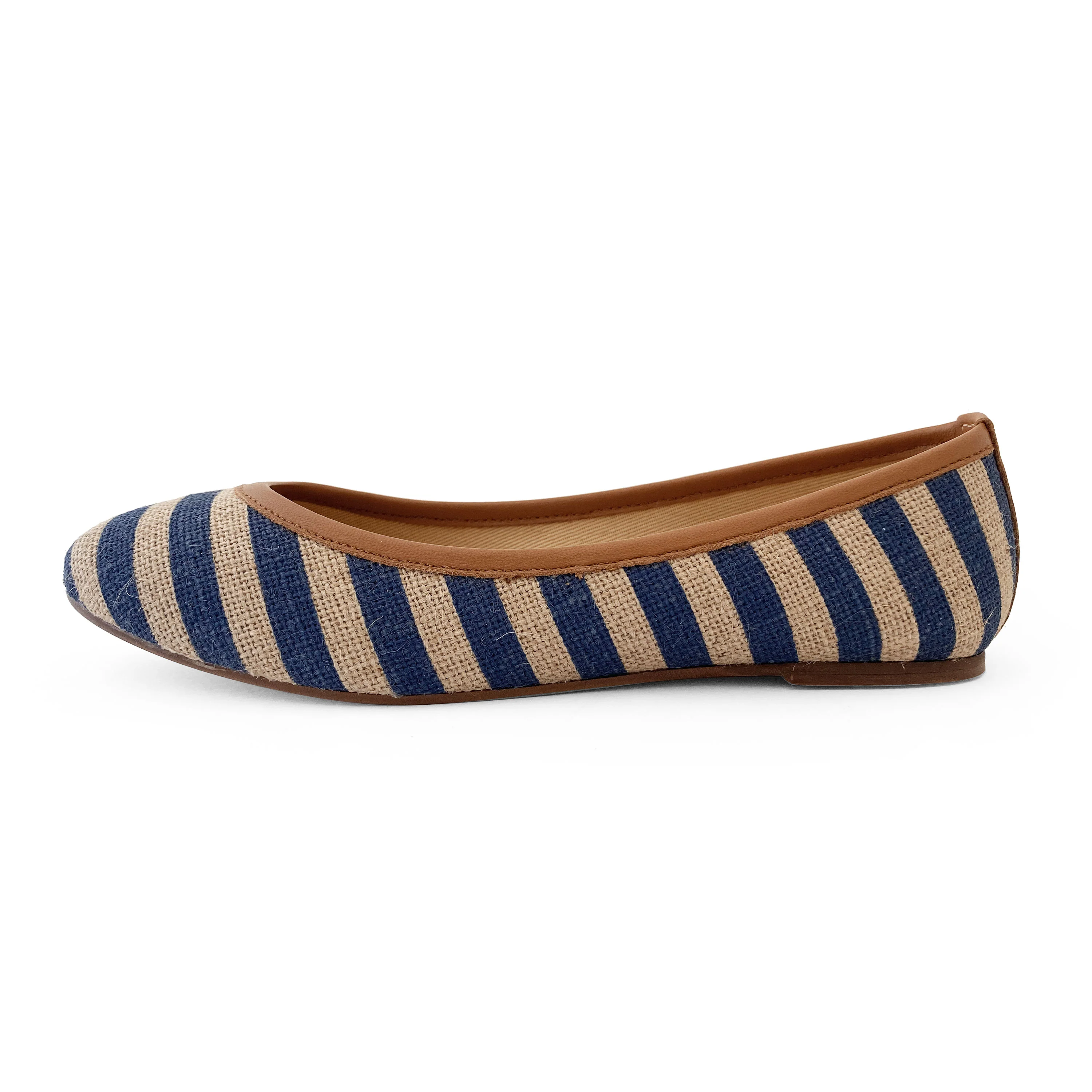 Blue striped jute ballet flats - Image 4