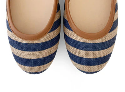 Blue striped jute ballet flats - Image 5
