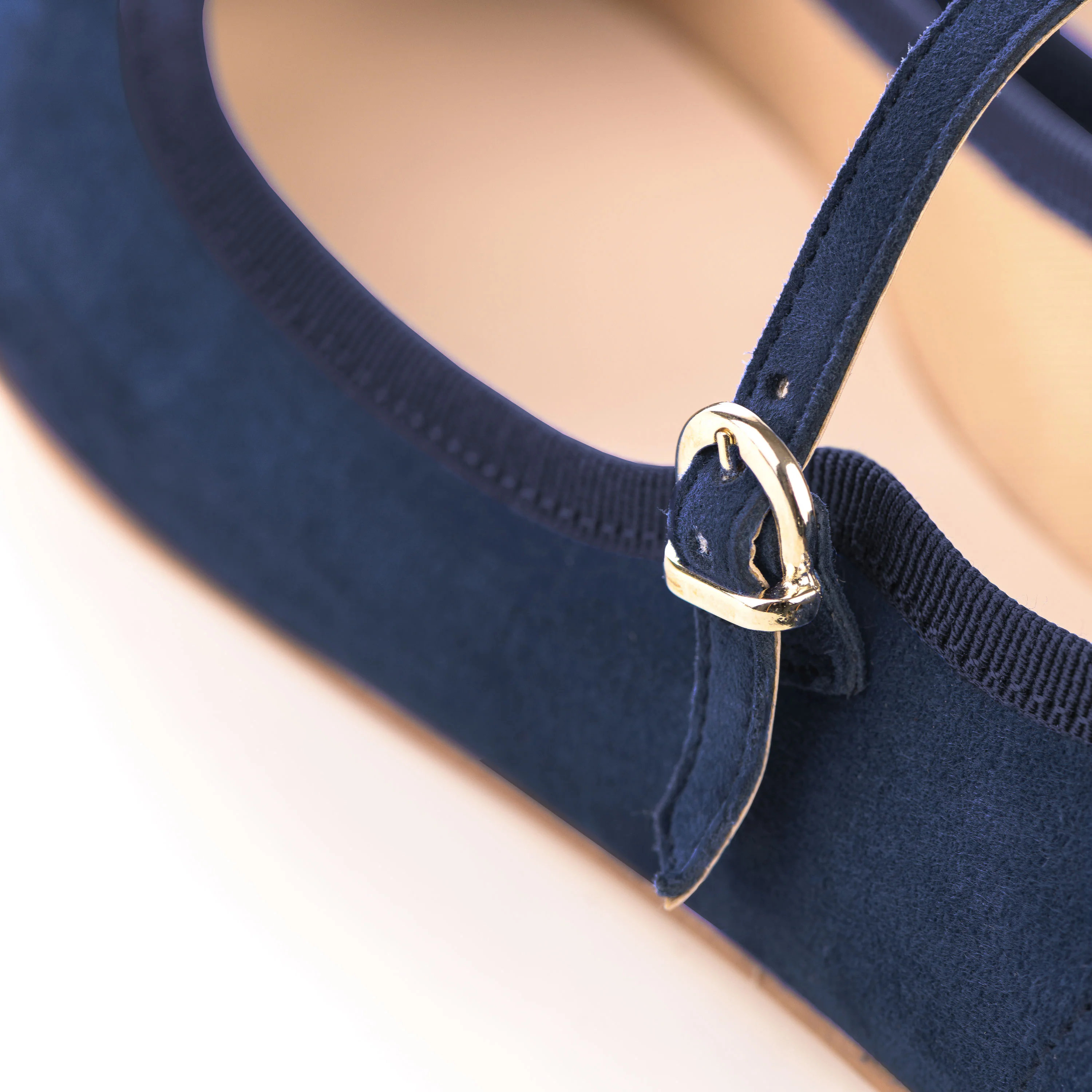 Blue suede pointed ballet flats with strap - Image 3
