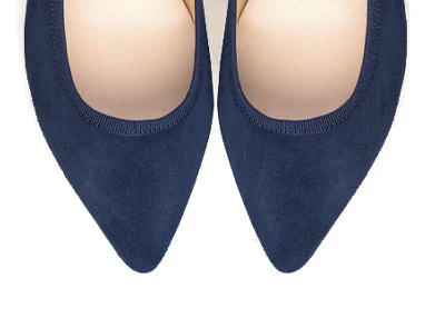 Blue suede pointed ballet flats with strap - Image 5