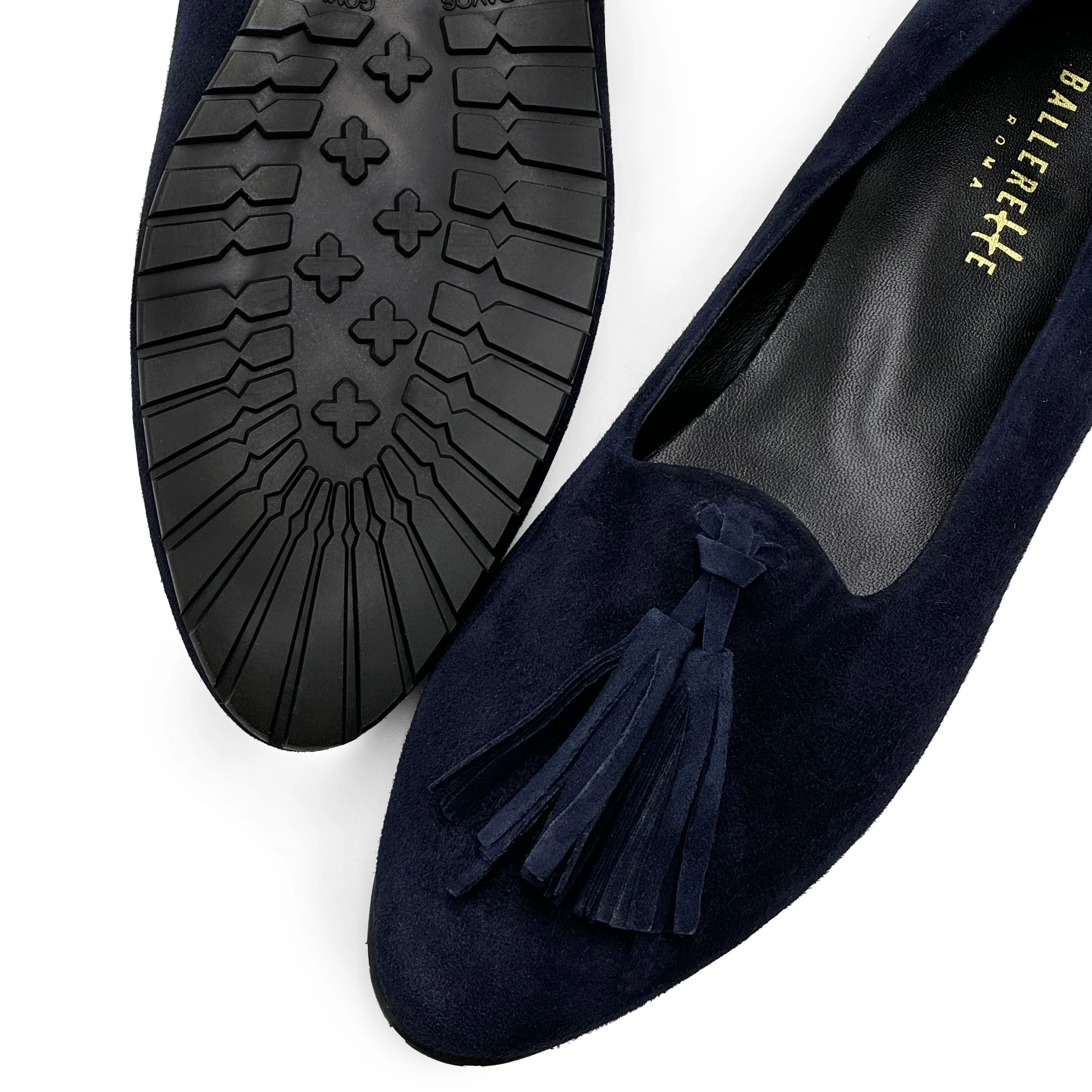 Blue suede women moccasins with tassels - Image 3