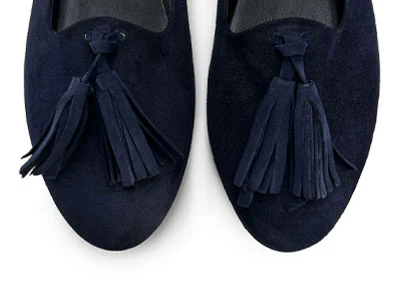 Blue suede women moccasins with tassels - Image 5