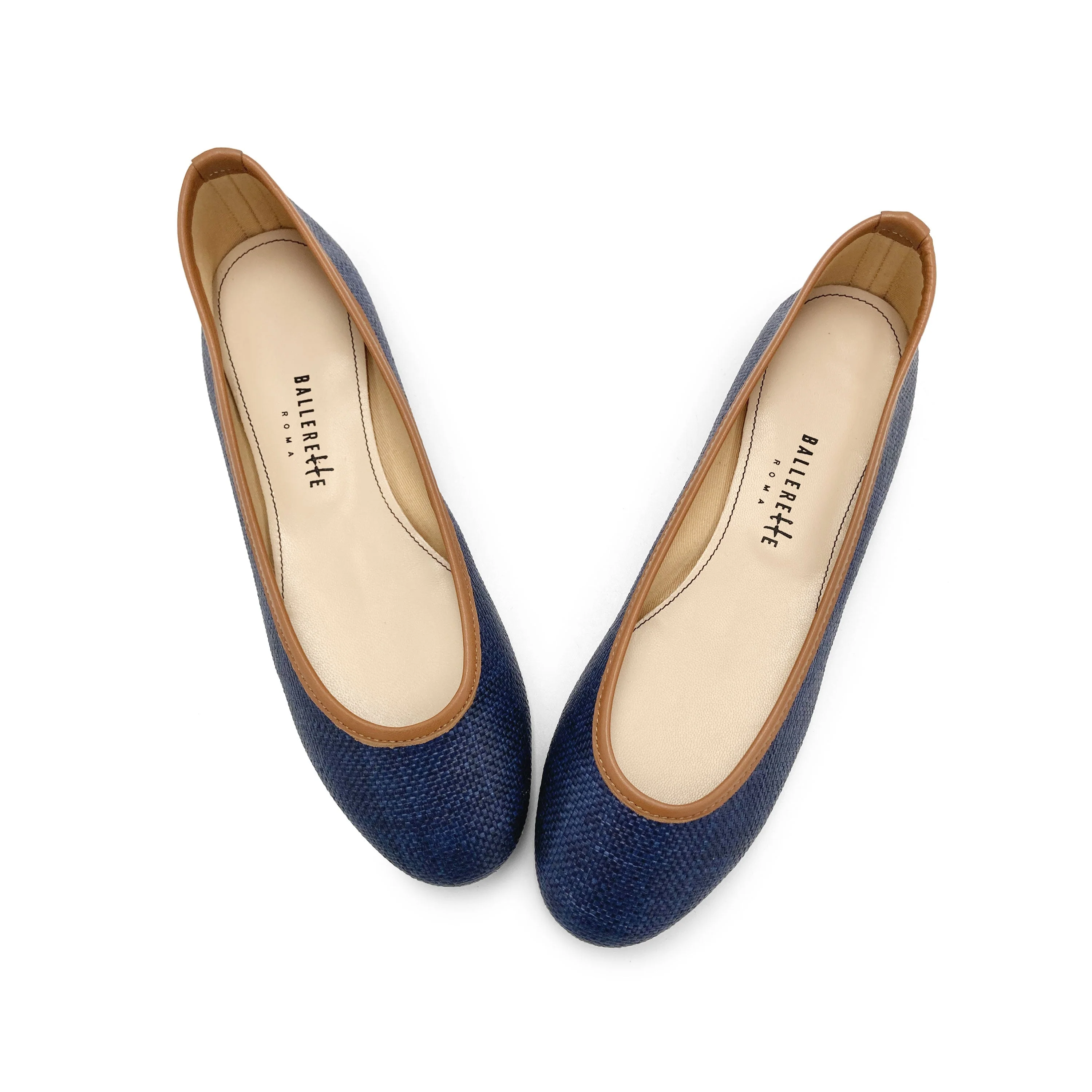 Blue summer raffia ballet flats - Image 2