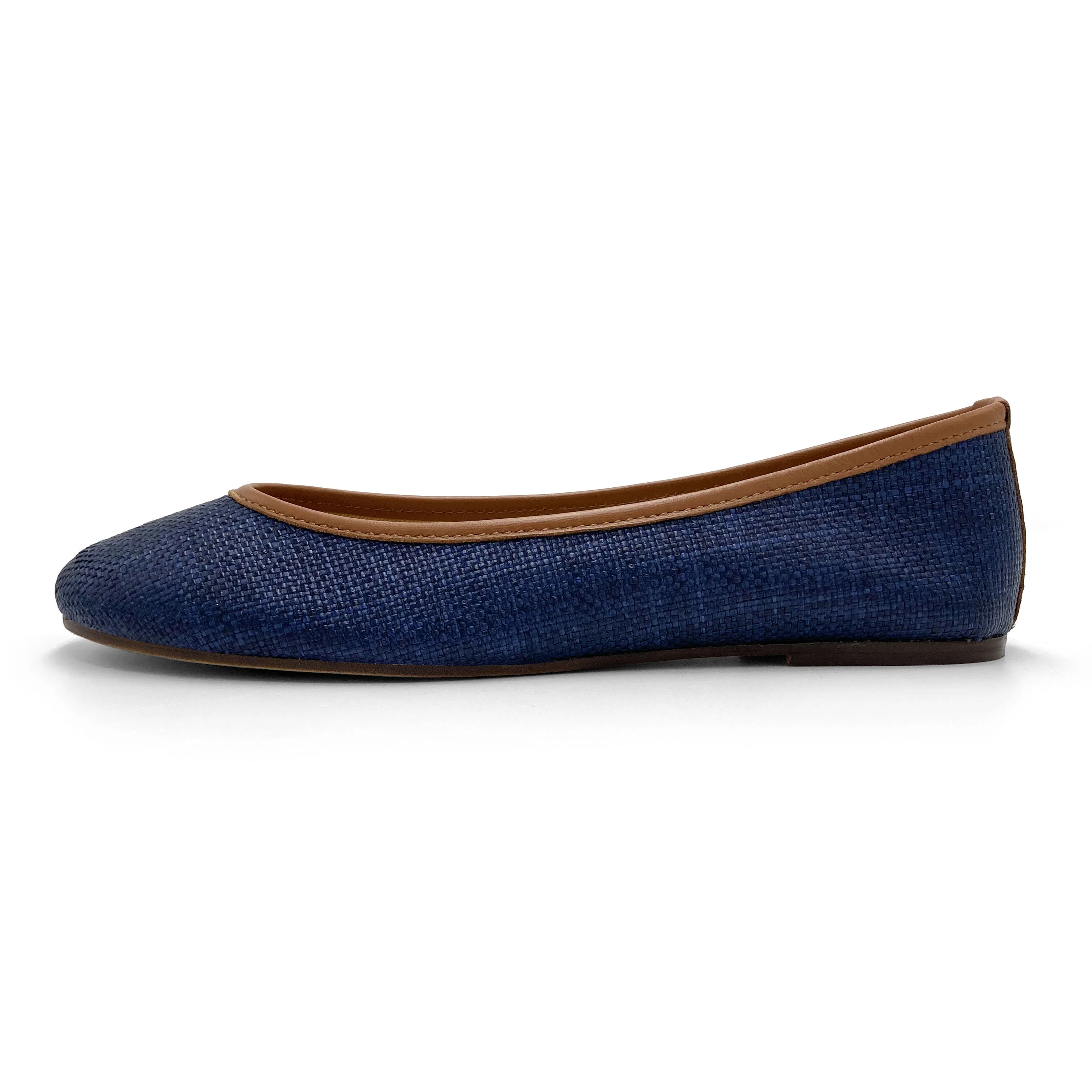 Blue summer raffia ballet flats - Image 4