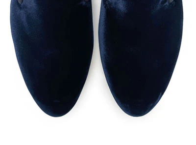Blue velvet women's loafers - Image 6