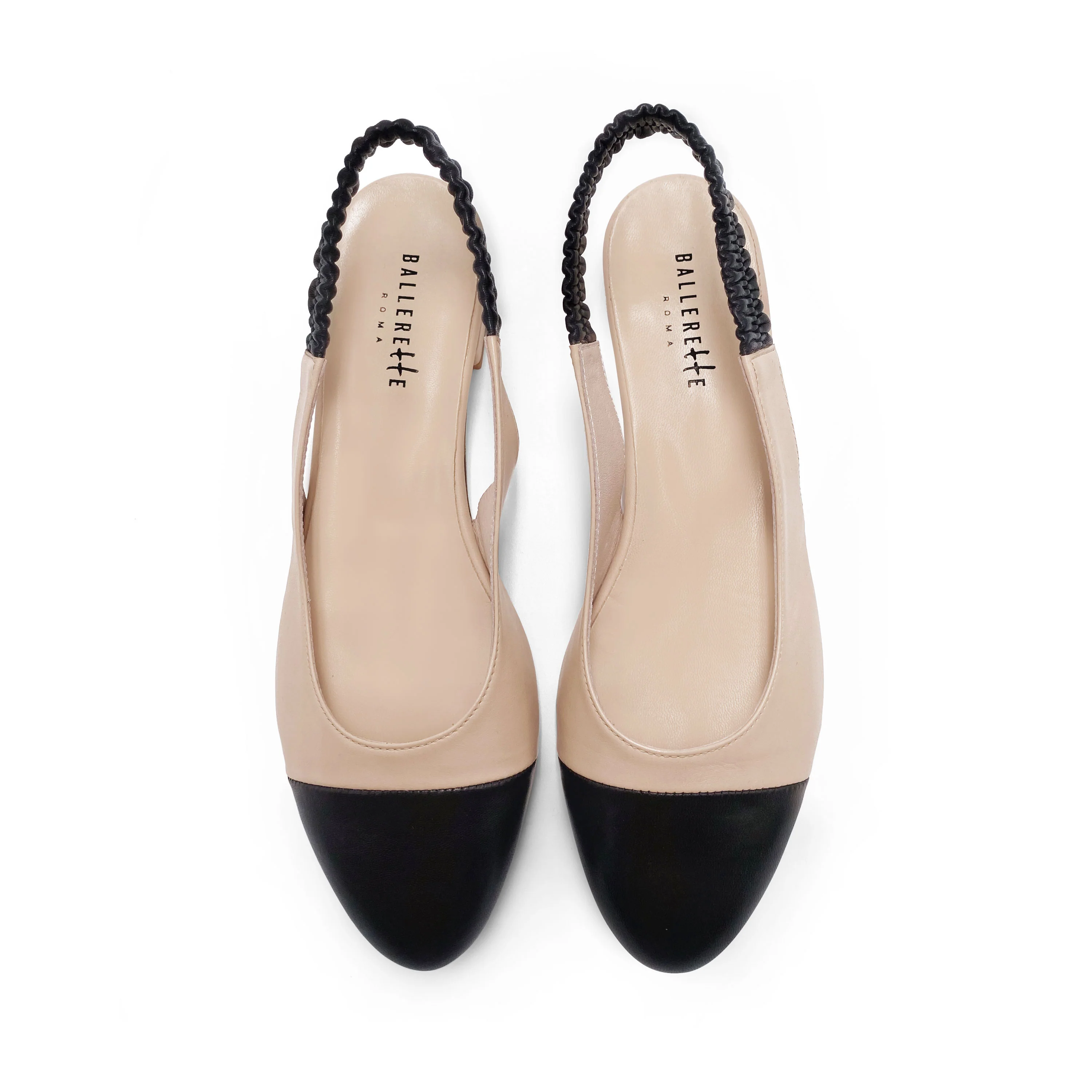 Blush and Black Leather Slingback Ballet Flats - Image 4