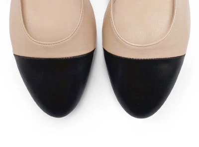 Blush and Black Leather Slingback Ballet Flats - Image 5