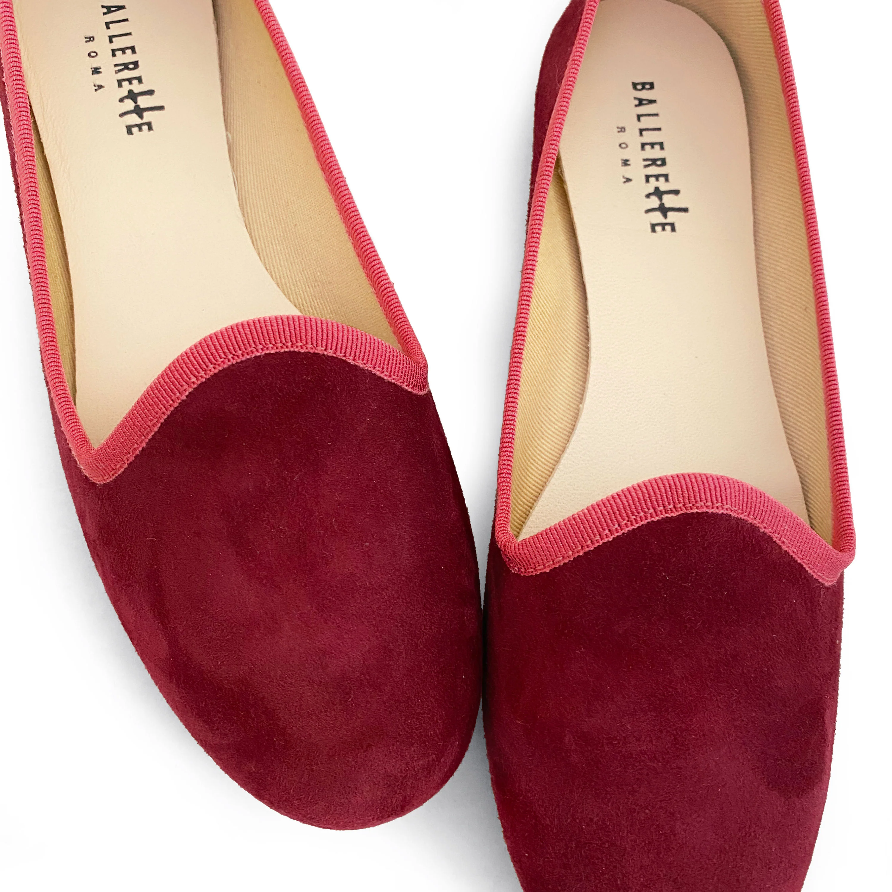 Bordeaux suede loafers with pink gros grain - Image 4