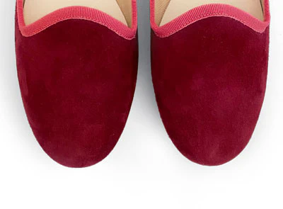 Bordeaux suede loafers with pink gros grain - Image 5