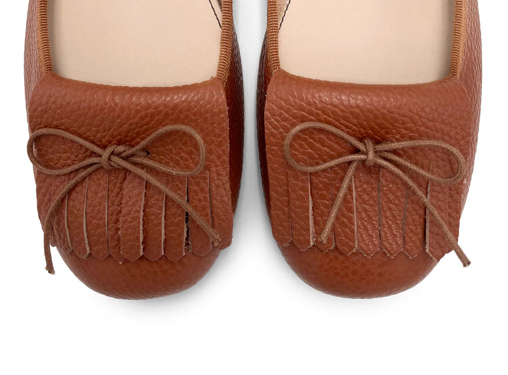Brick Brown Leather Moccasins with Fringes - Image 5