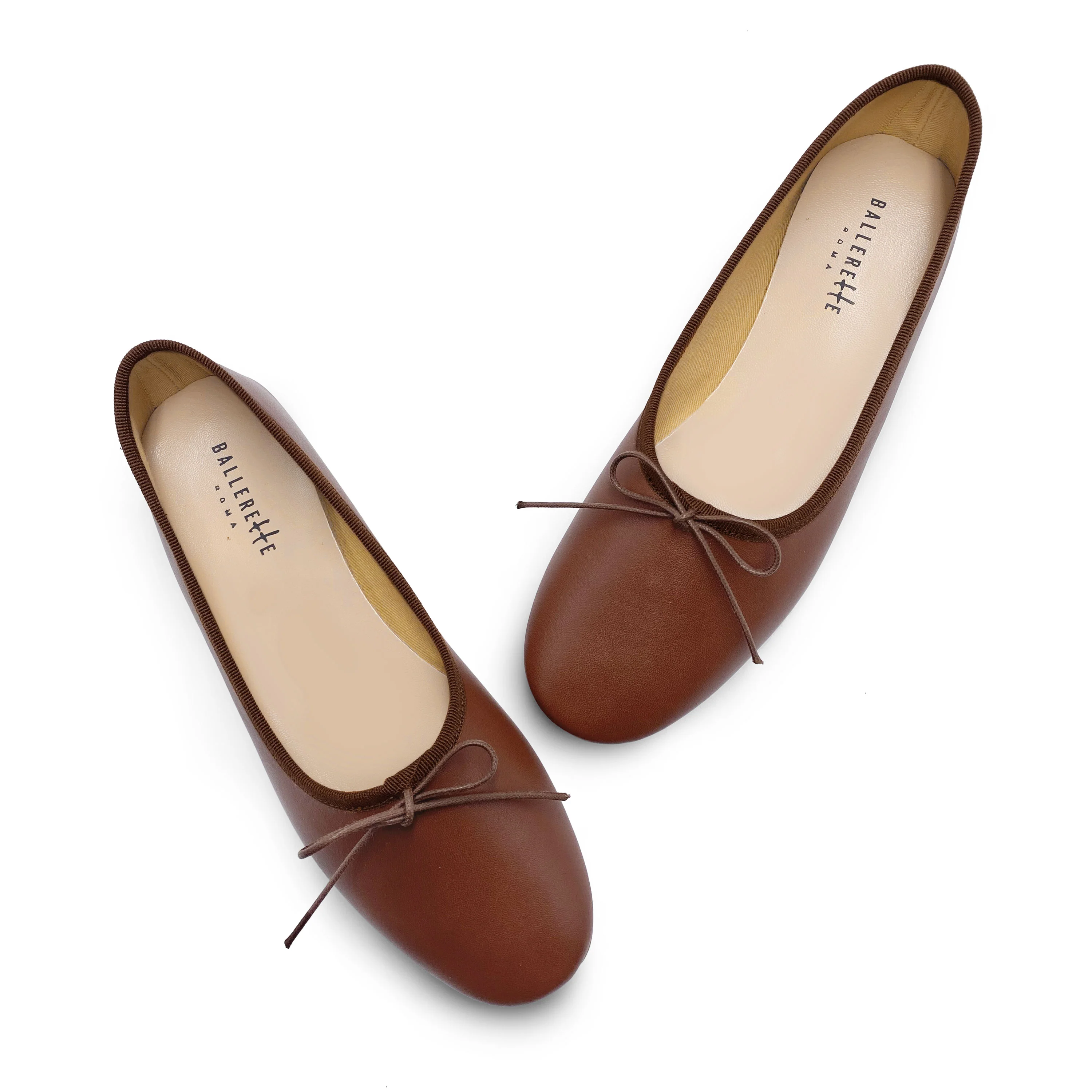 Brown leather high-vamp "glove shoes" ballet flats - Image 3