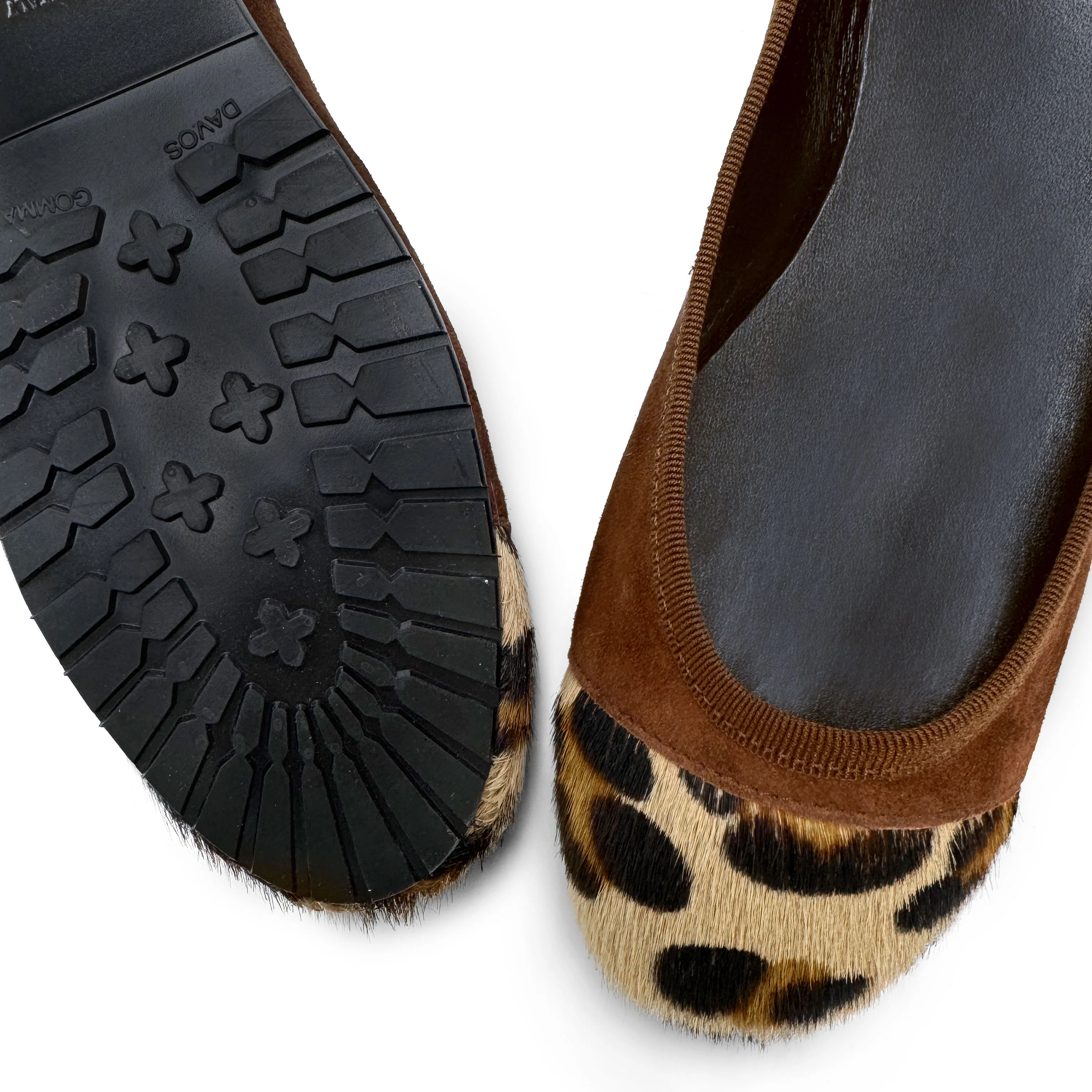 Brown suede ballet flats with animal print toe - Image 4