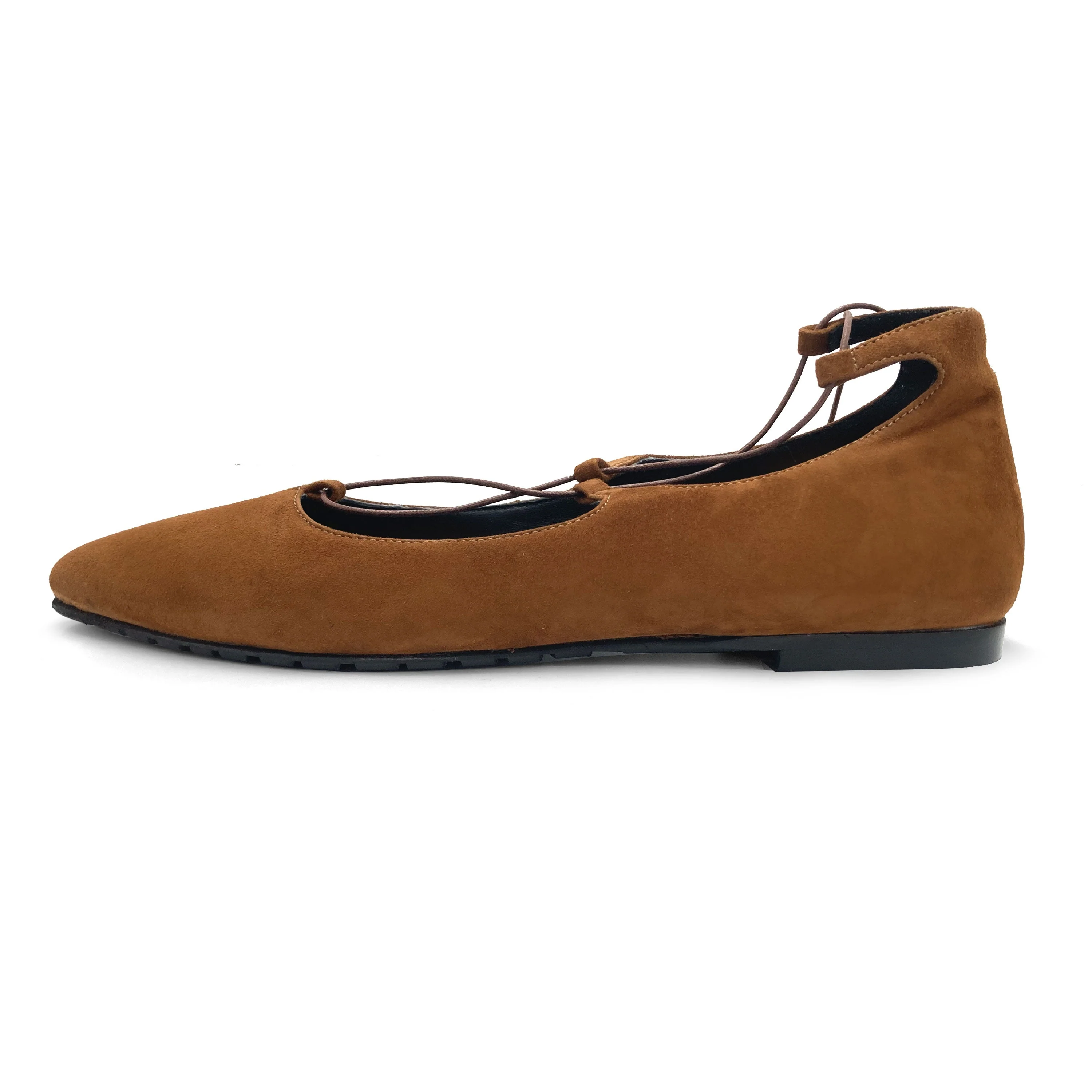 Brown suede ballet flats with straps - Image 4