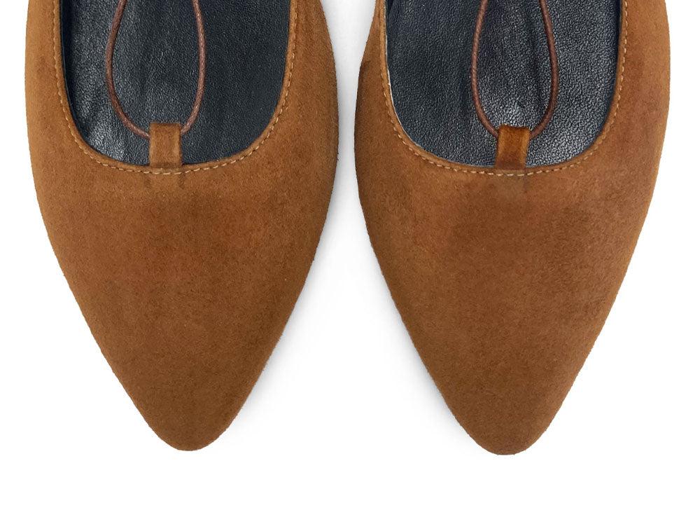 Brown suede ballet flats with straps - Image 6