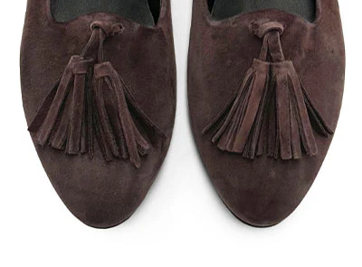 Brown suede women moccasins with tassels - Image 5