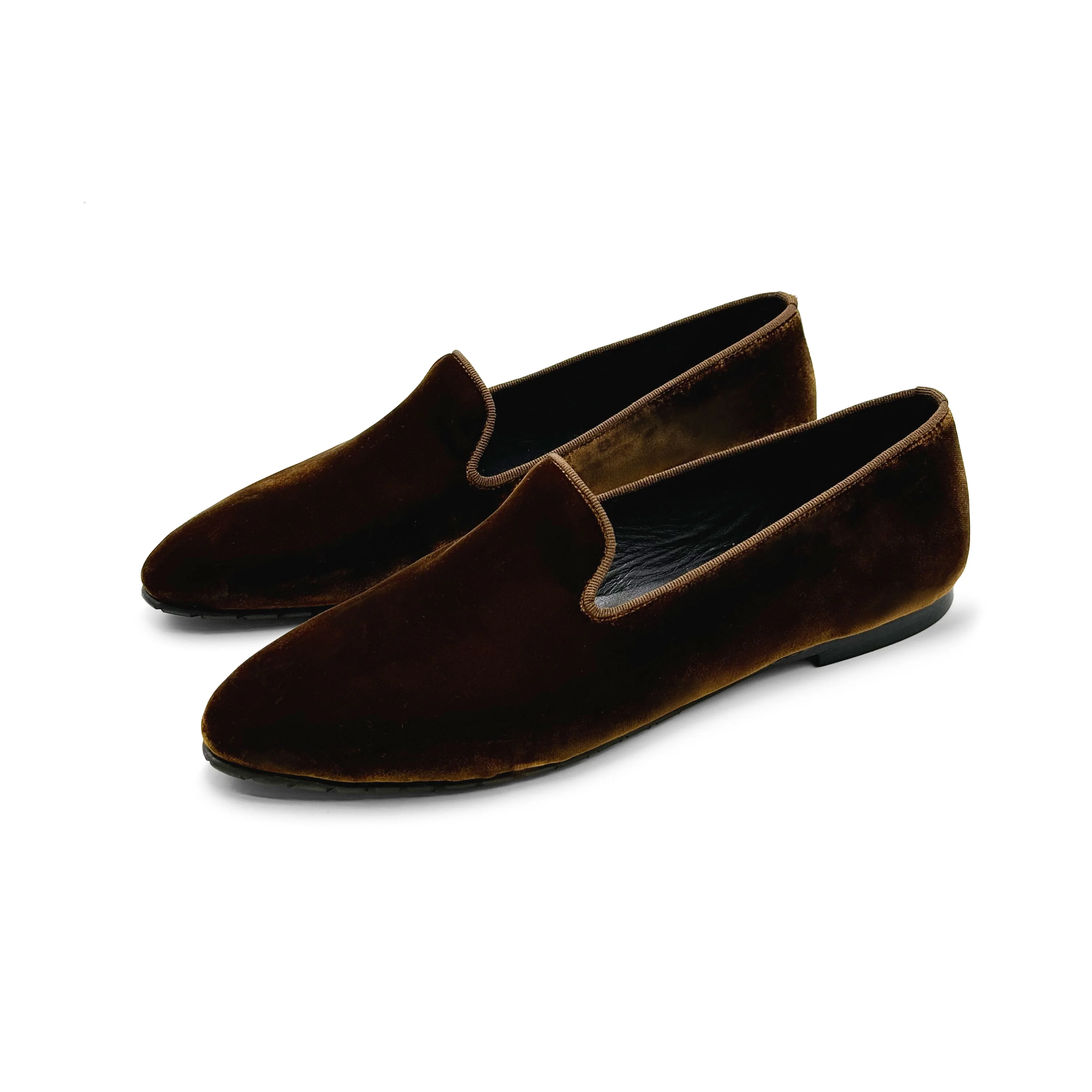 Brown velvet women's loafers - Image 3