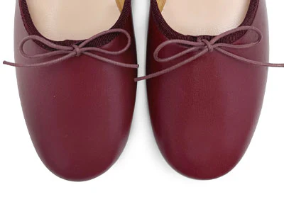 Burgundy leather high-vamp "glove shoes" ballet flats - Image 5