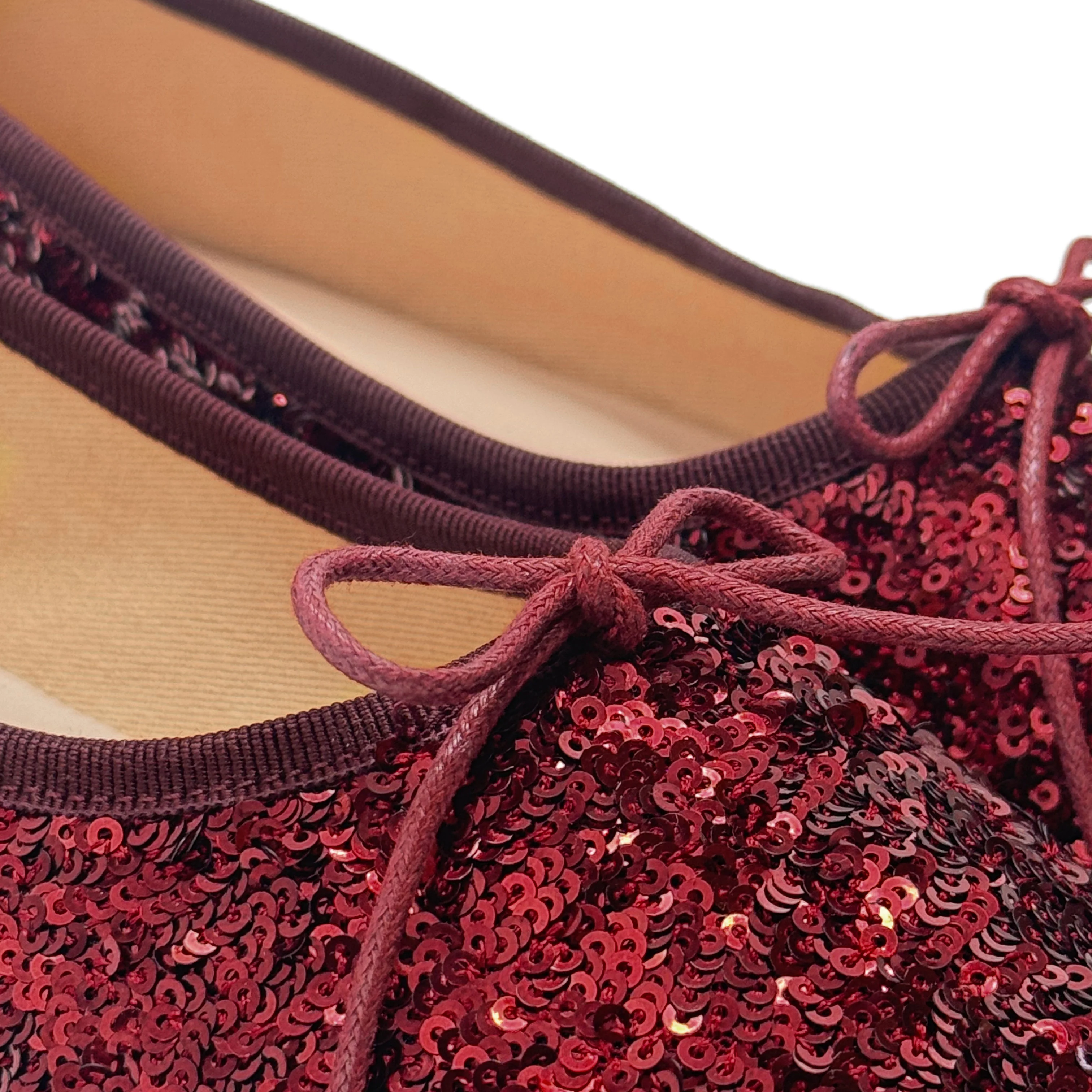 Burgundy sequin high-vamp ballet flats - Image 4