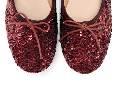 Burgundy sequin high-vamp ballet flats - Image 5