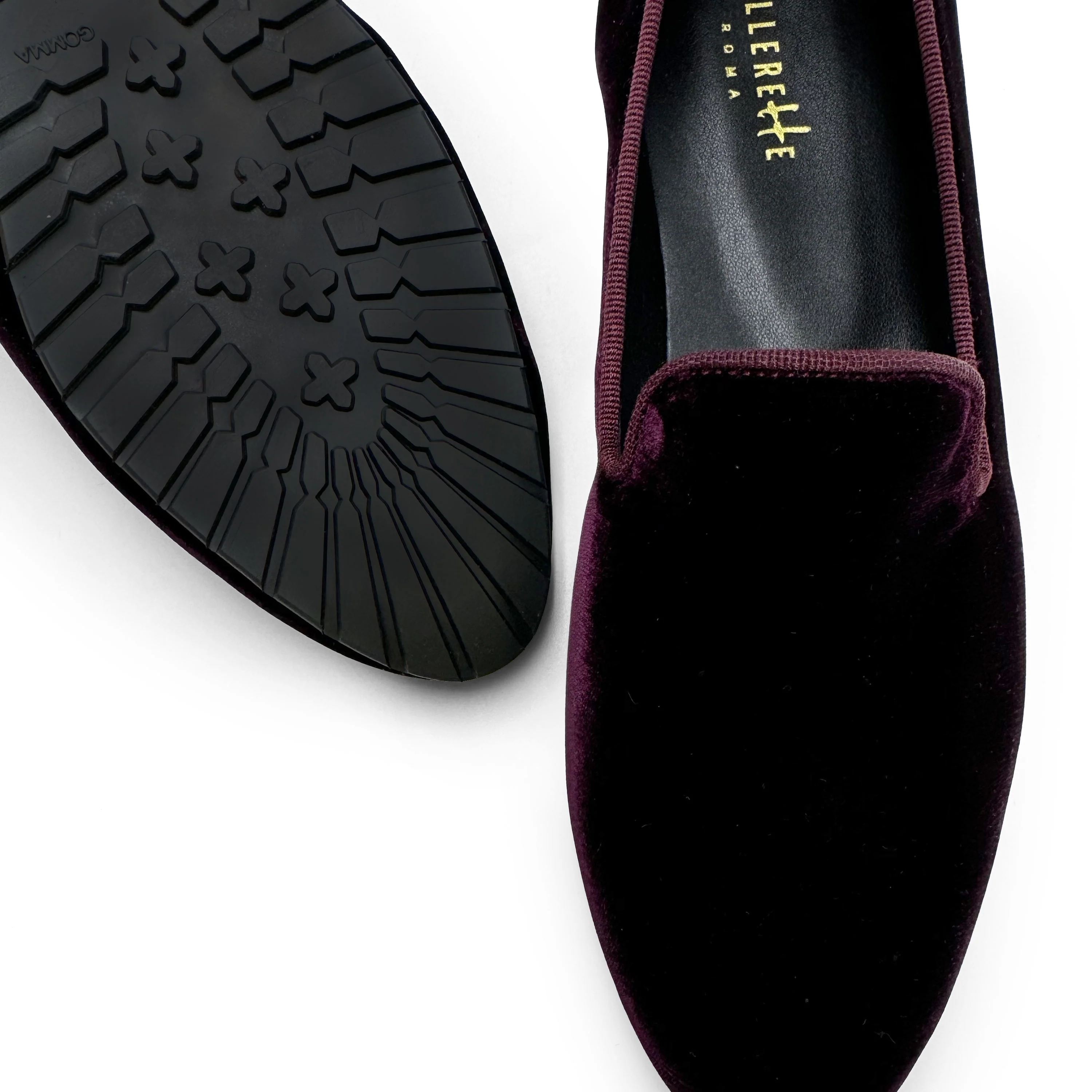 Burgundy velvet women loafers - Image 3
