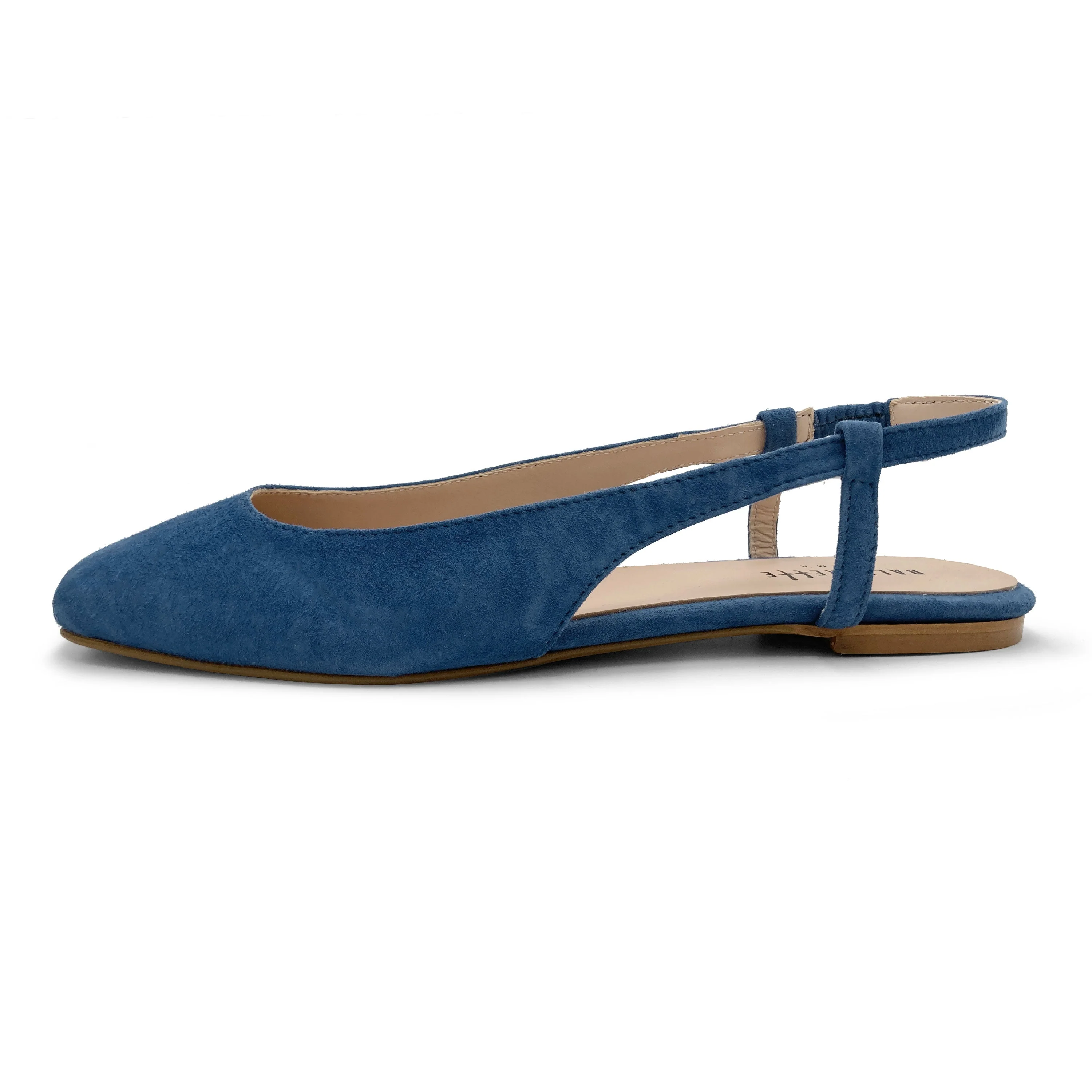Cerulean blue suede square toe slingback ballet flats - Image 3