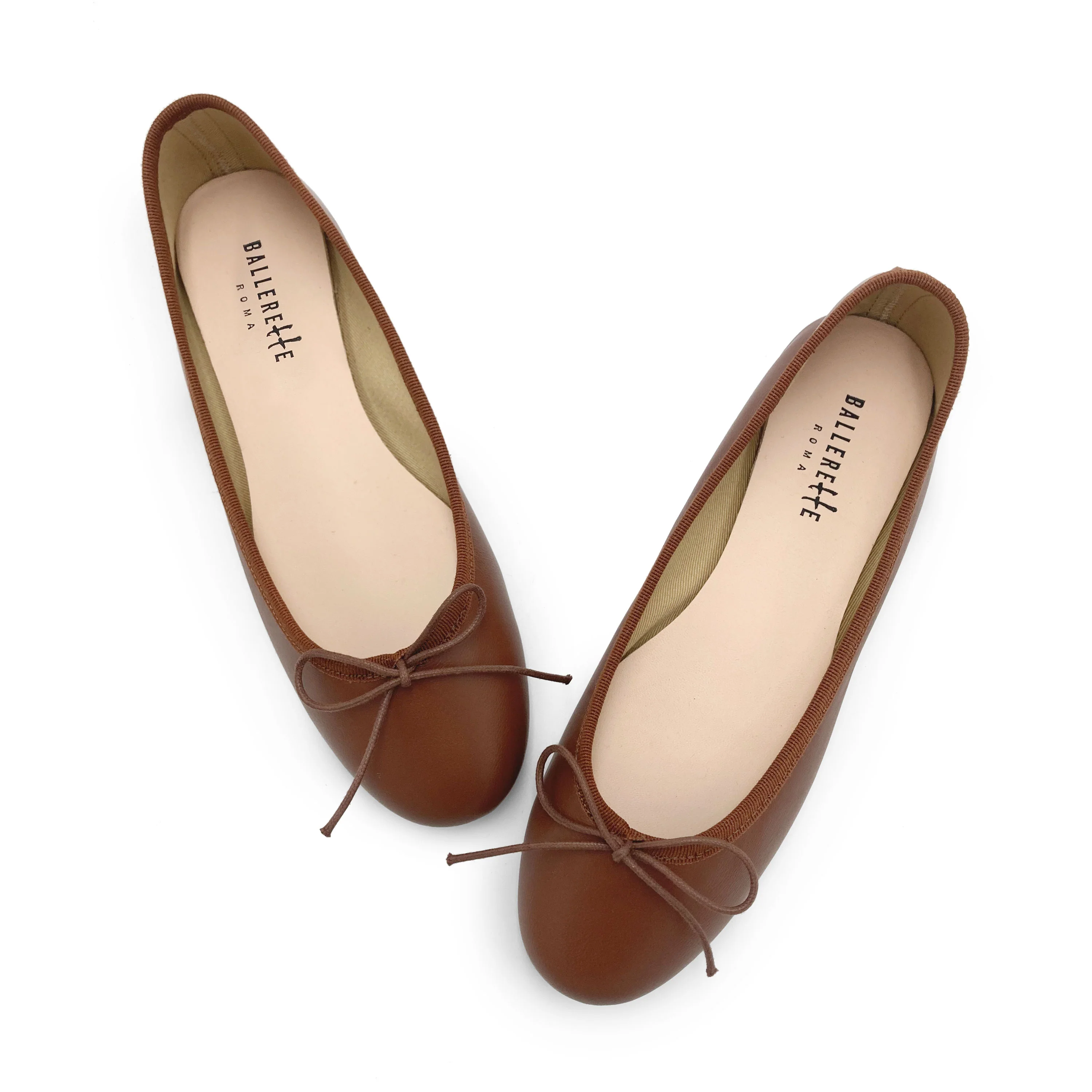 Chocolate Brown Leather Ballet Flats - Image 2