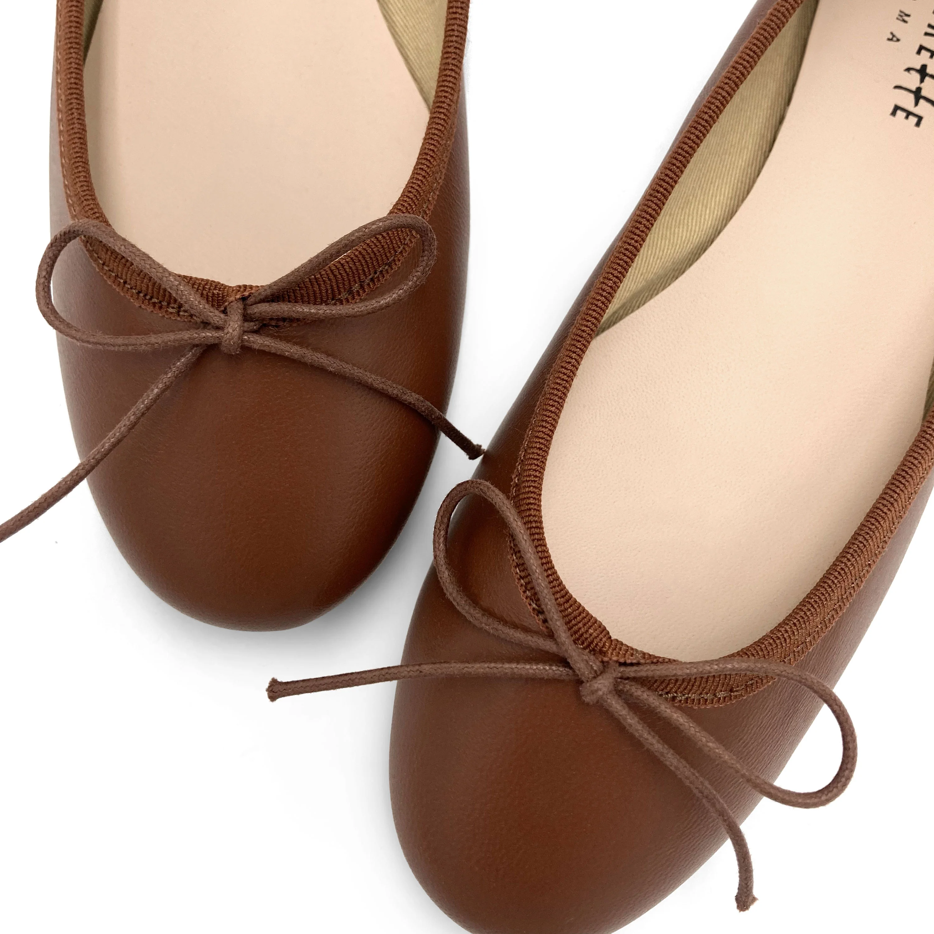 Chocolate Brown Leather Ballet Flats - Image 3