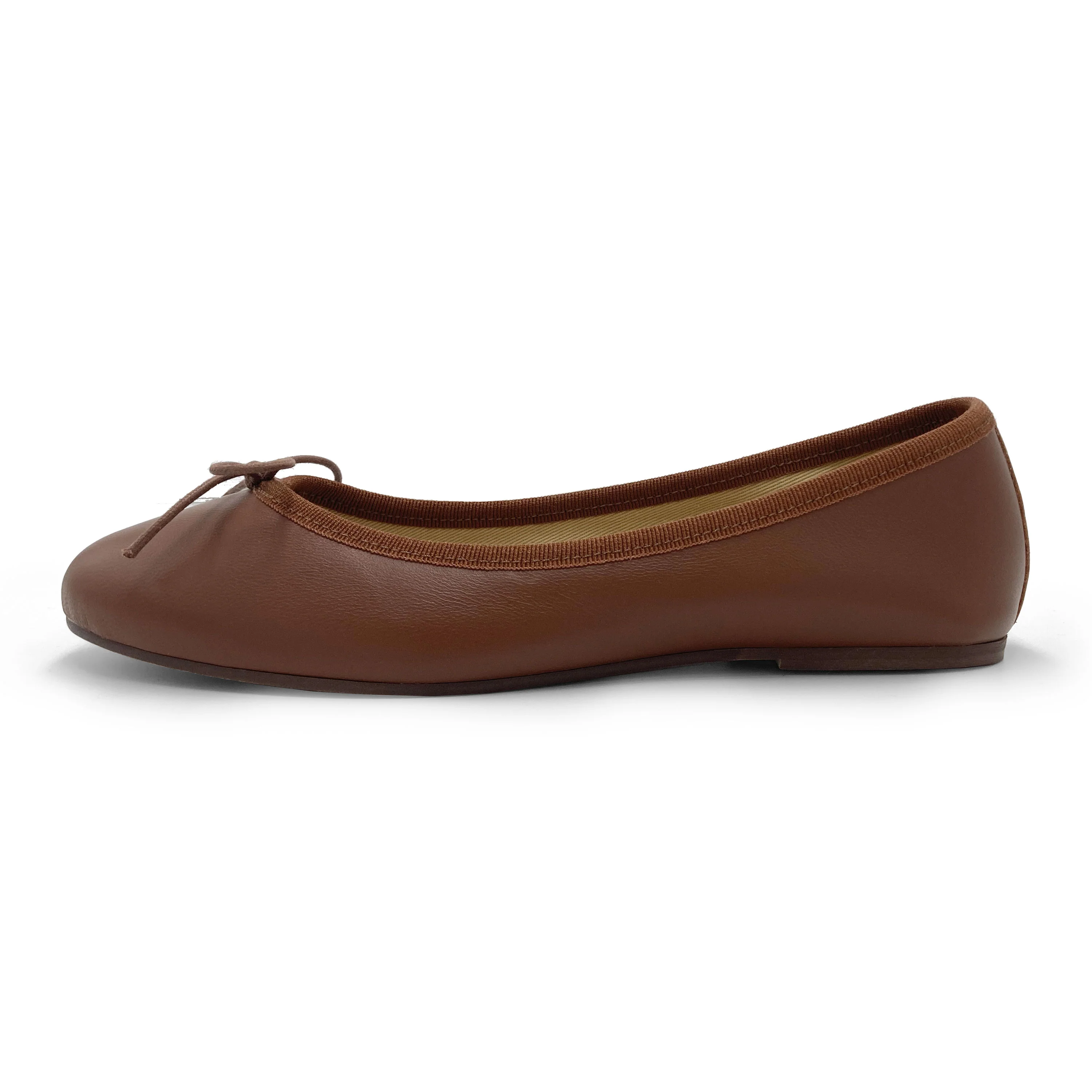 Chocolate Brown Leather Ballet Flats - Image 4