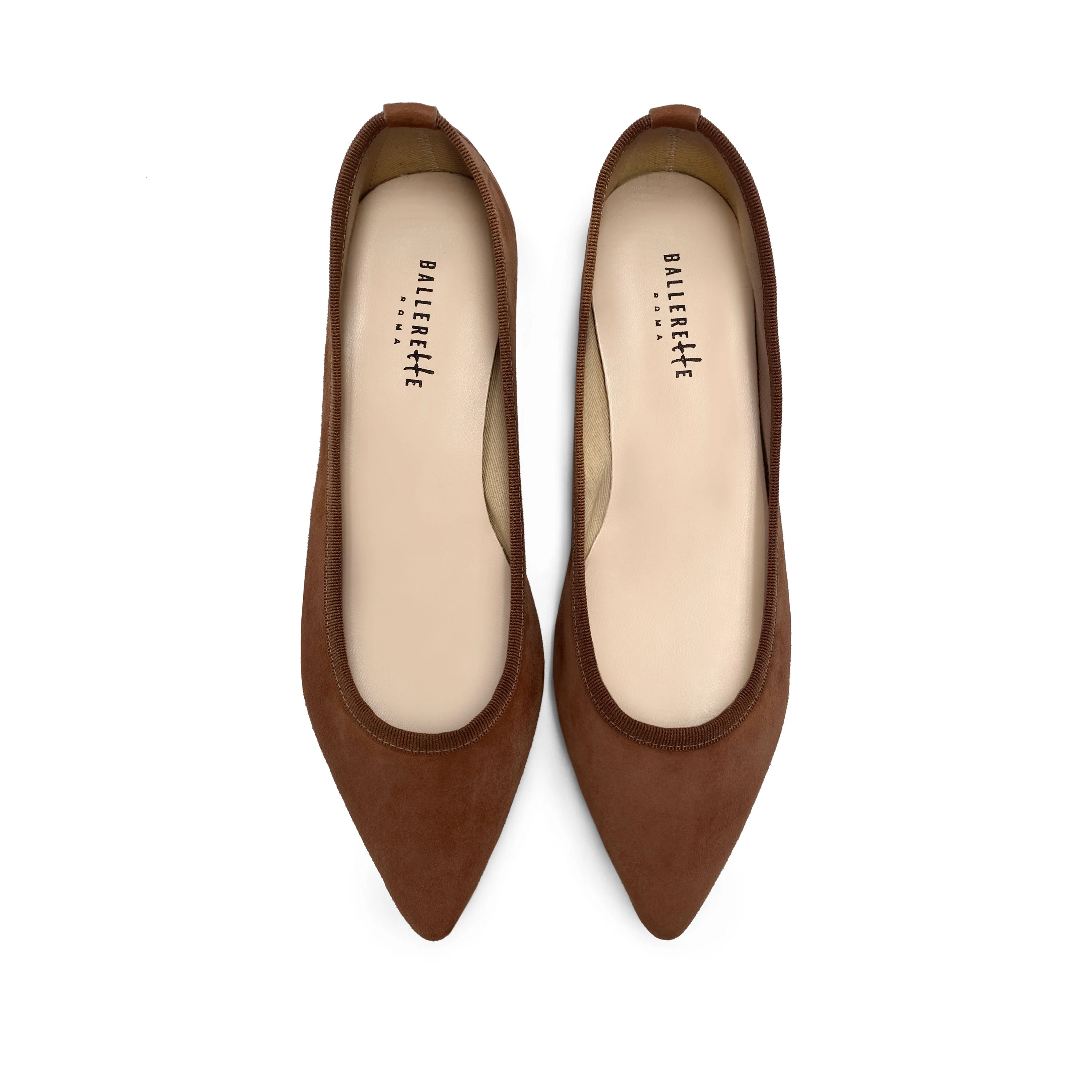 Coffee brown suede pointed ballet flats - Image 2