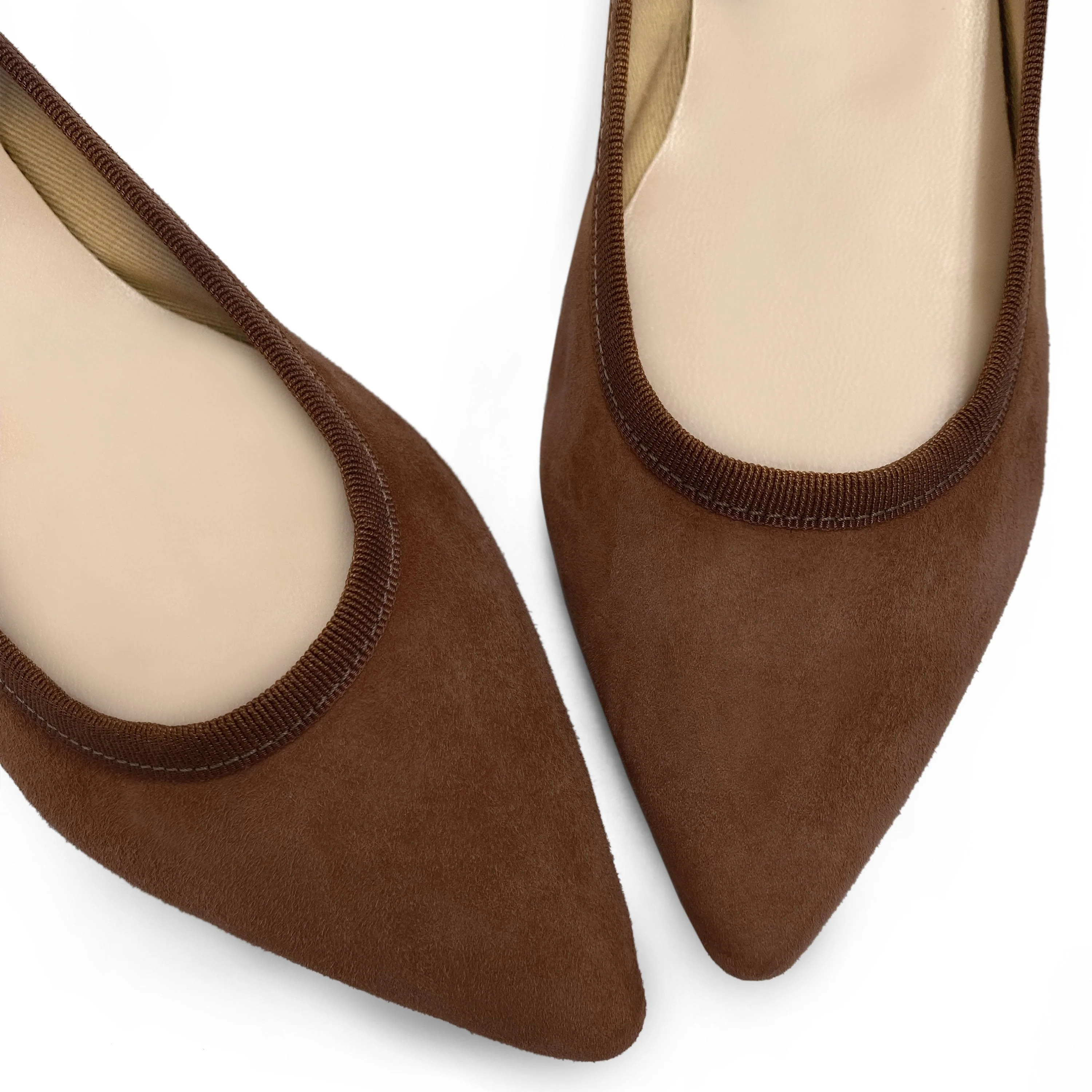 Coffee brown suede pointed ballet flats - Image 4