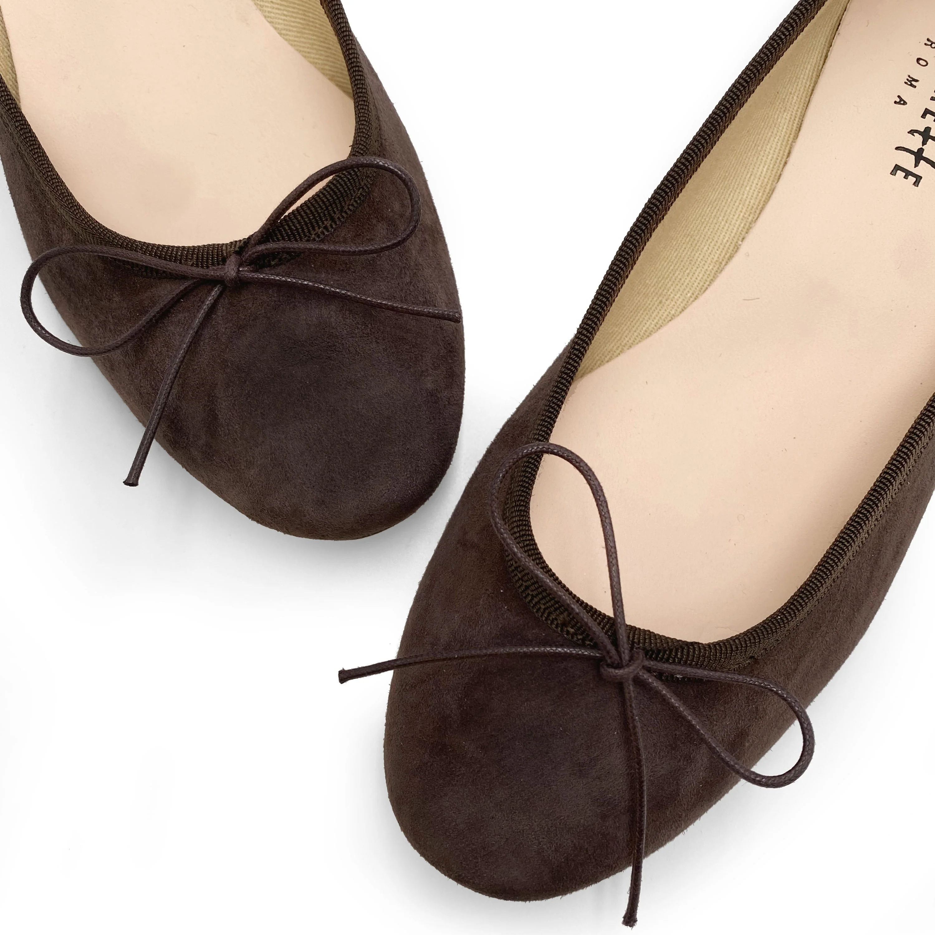 Dark brown suede medium heel ballet flats - Image 3