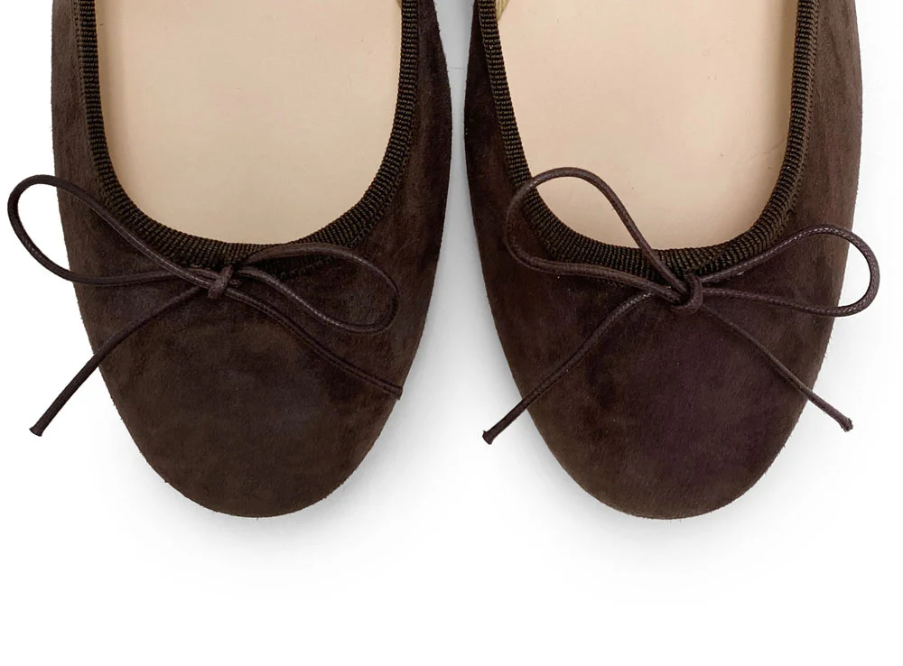 Dark brown suede medium heel ballet flats - Image 5