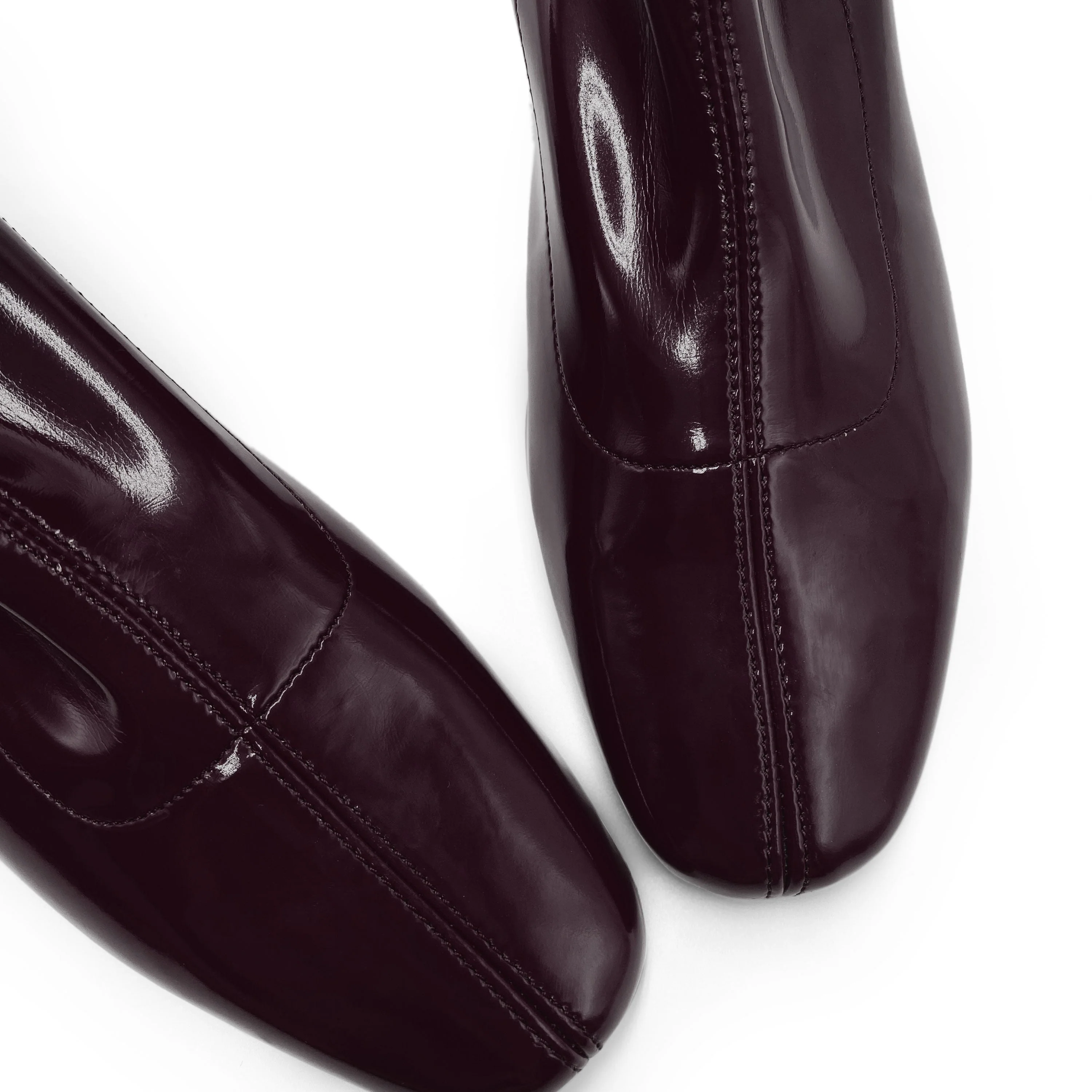 Eggplant patent ankle boots with stretch sock fit - Image 3