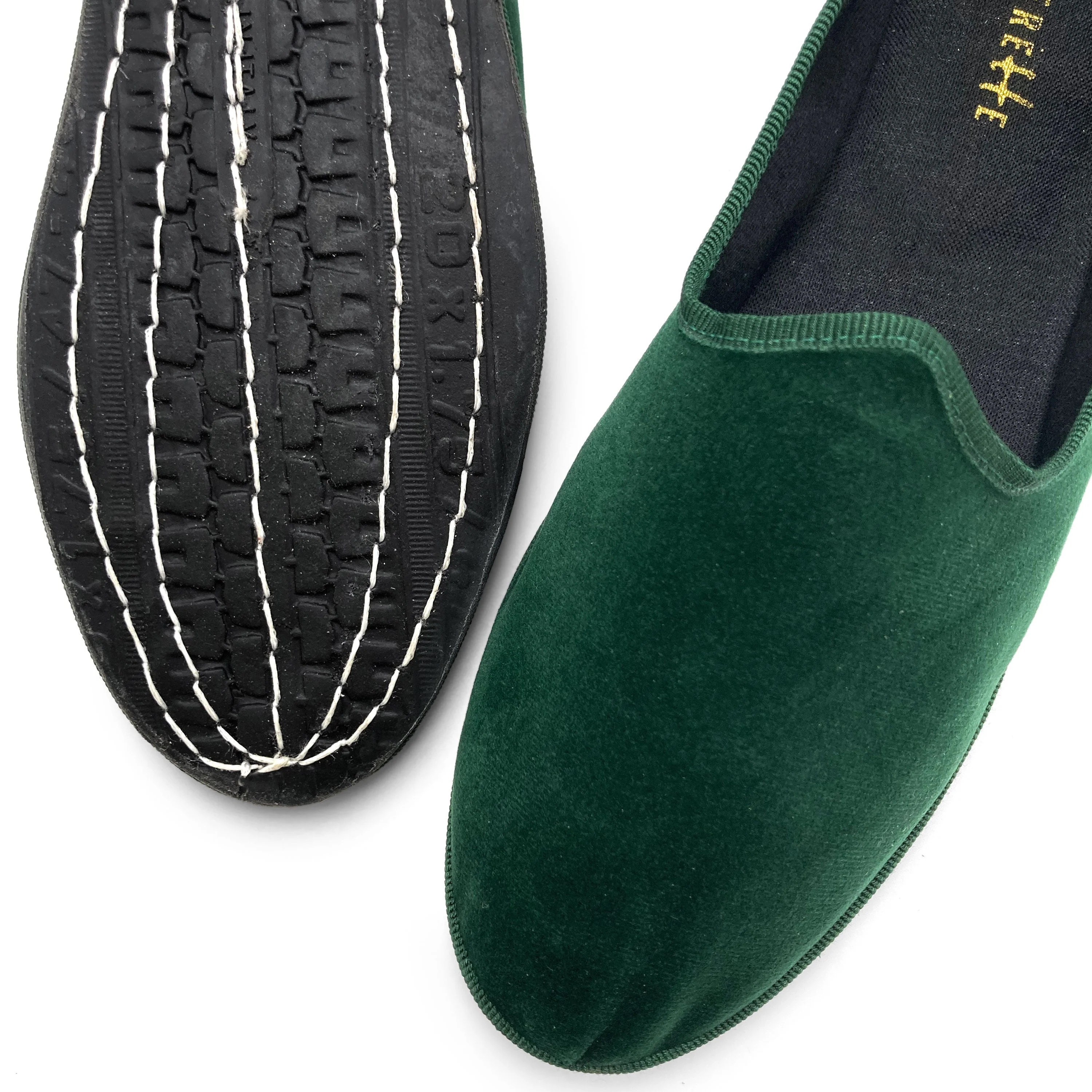 Friulane bottle green velvet slippers - Image 3