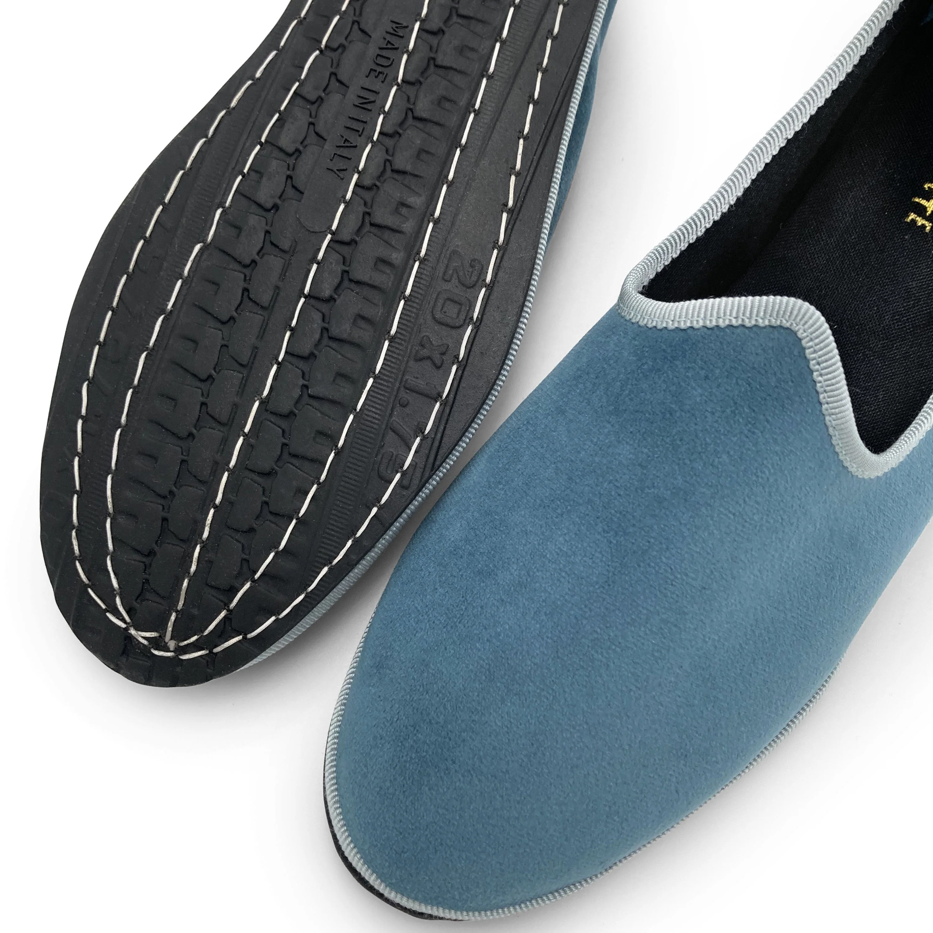 Friulane cerulean blue velvet slippers - Image 3