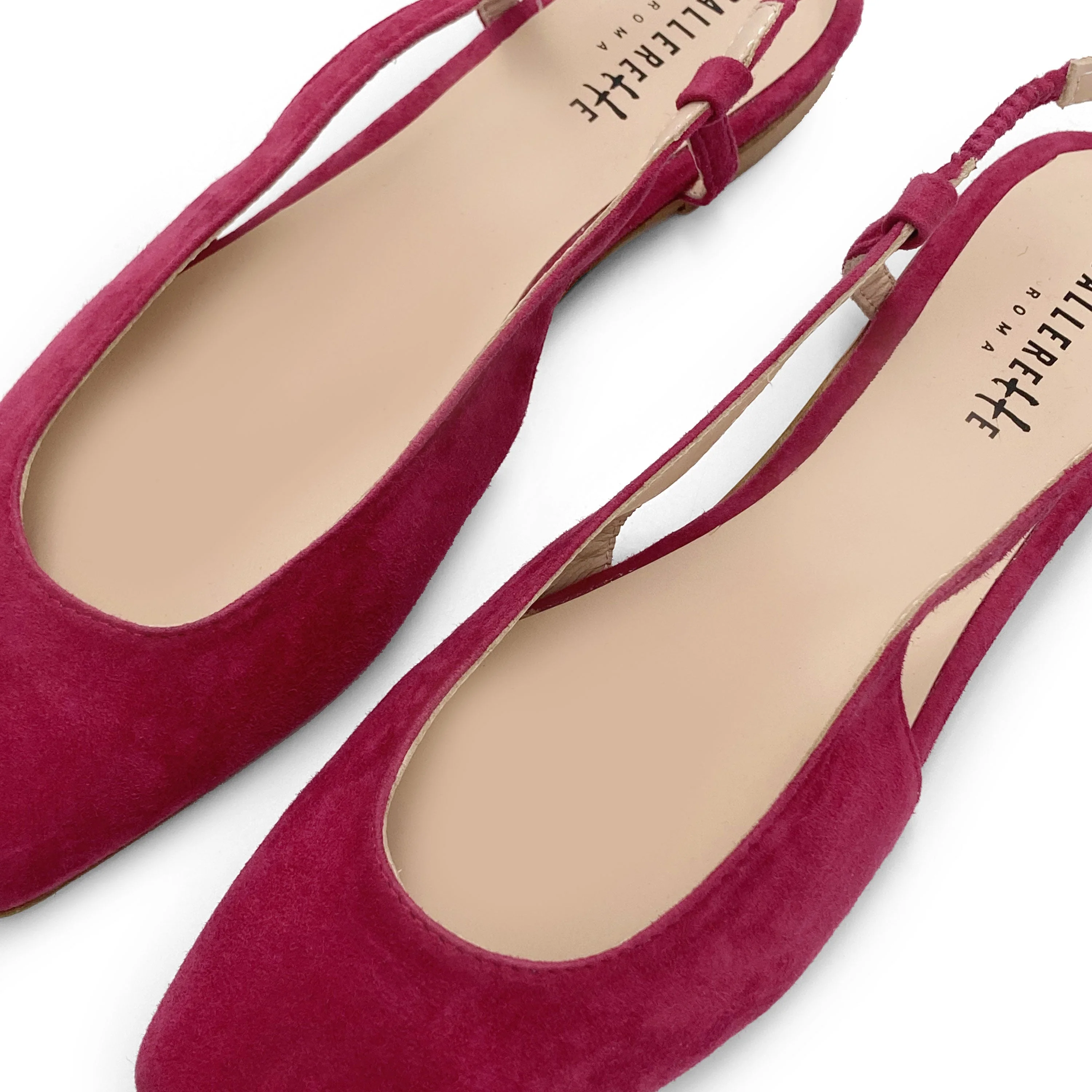 Fuchsia suede square toe slingback ballet flats - Image 3
