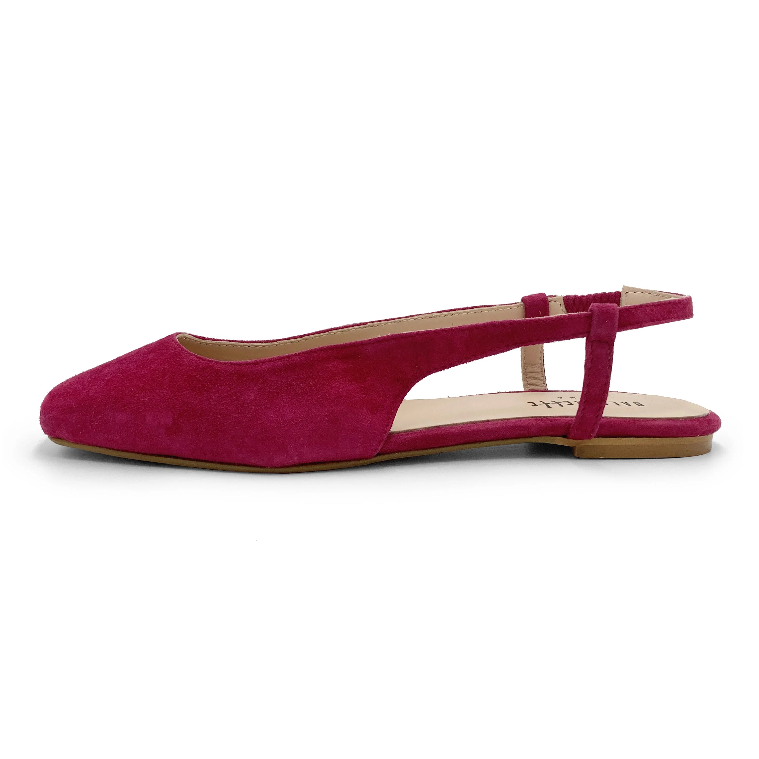 Fuchsia suede square toe slingback ballet flats - Image 4
