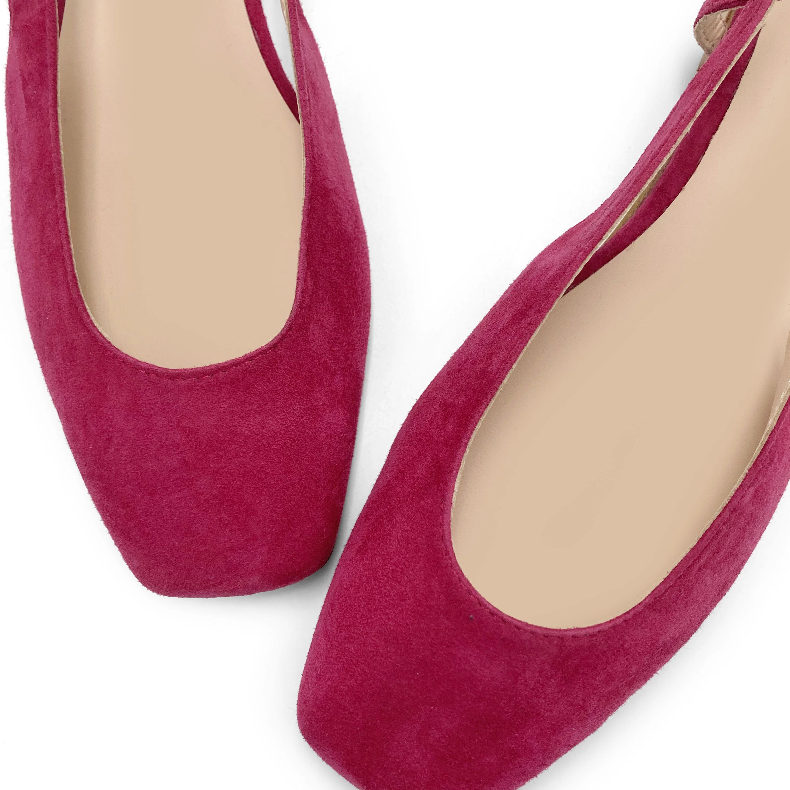 Fuchsia suede square toe slingback ballet flats - Image 5